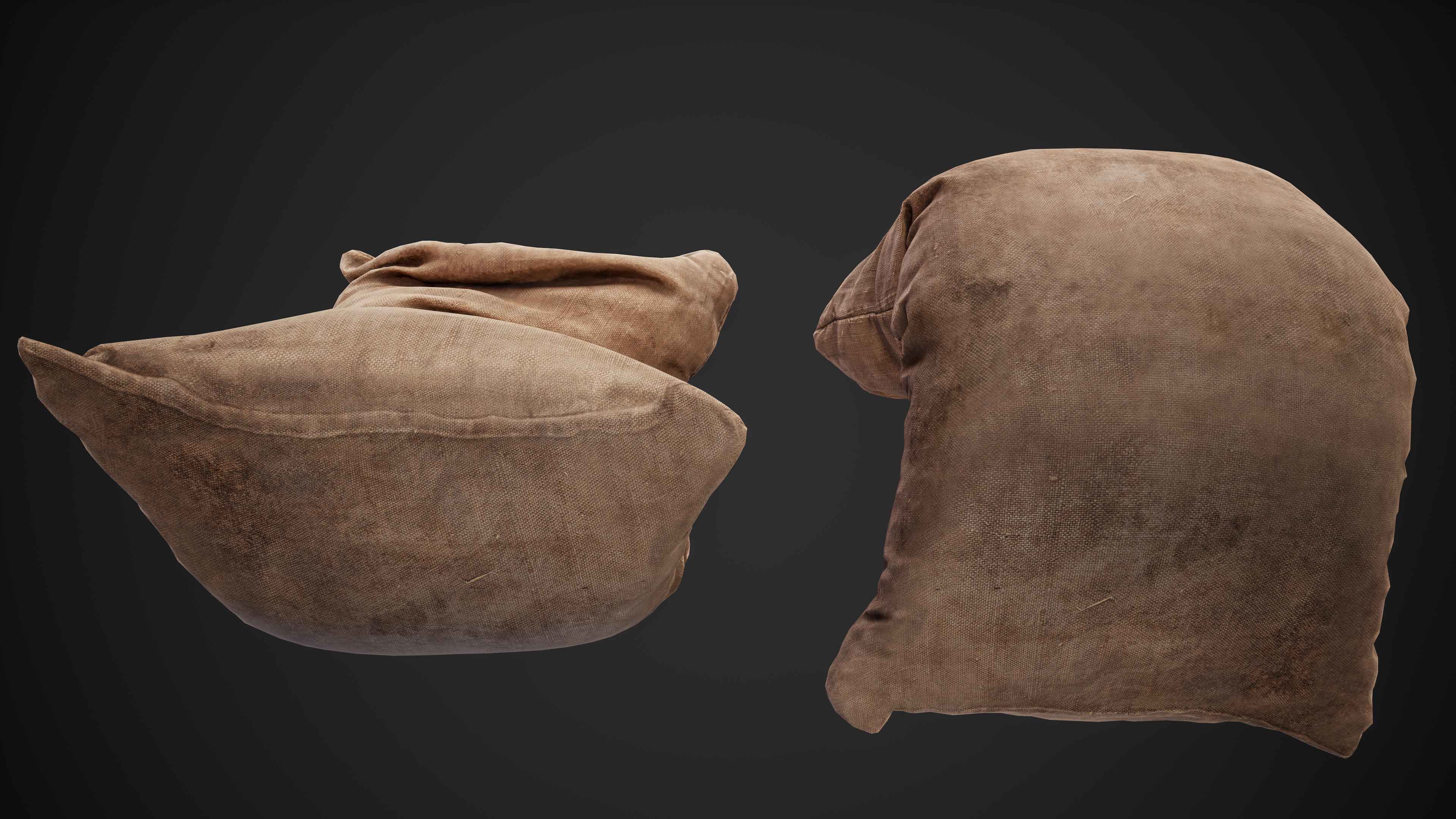 Realistic old burlap bag 08 photo scan Low-poly 3D model_13