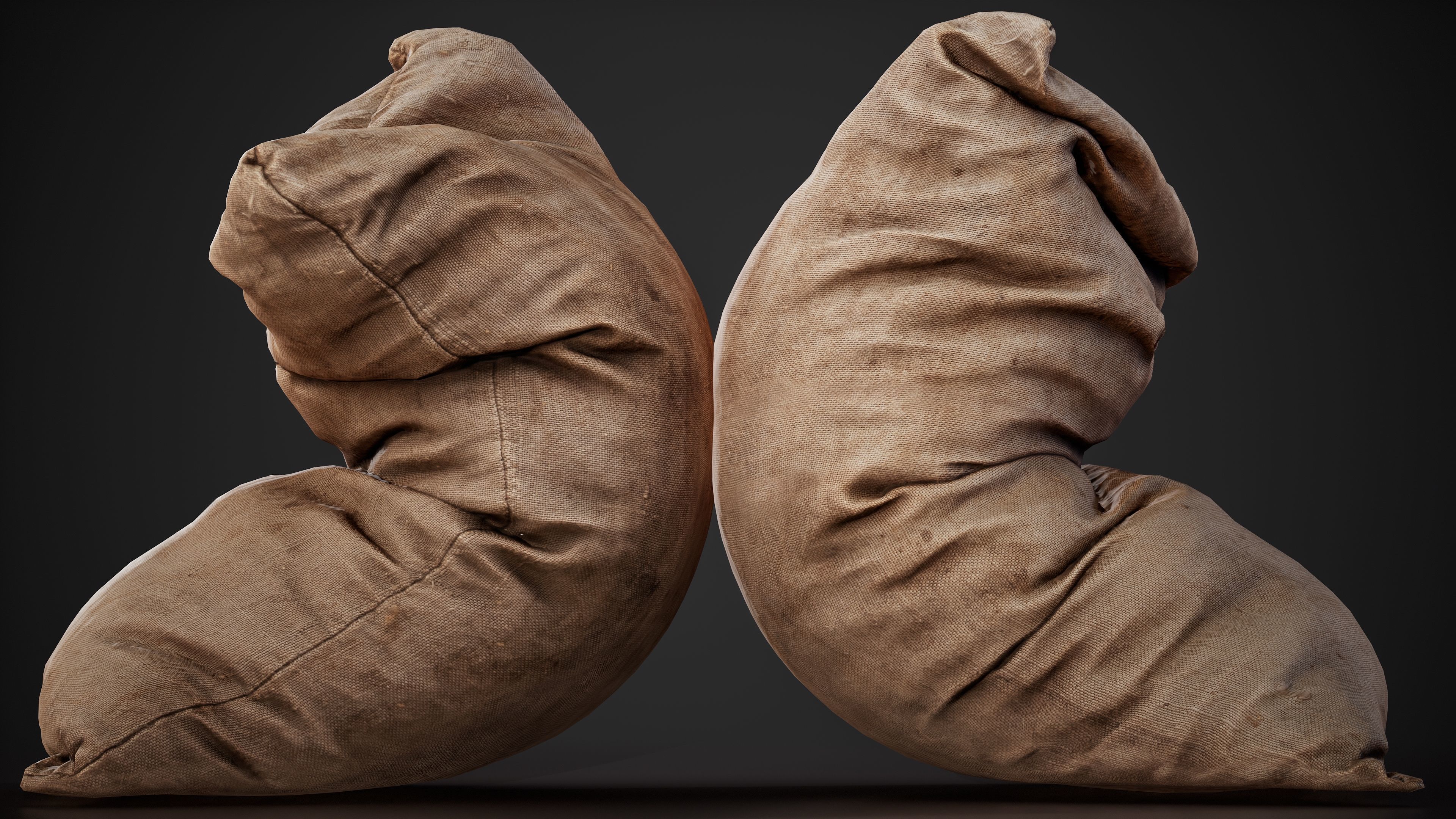Realistic old burlap bag 08 photo scan Low-poly 3D model_11