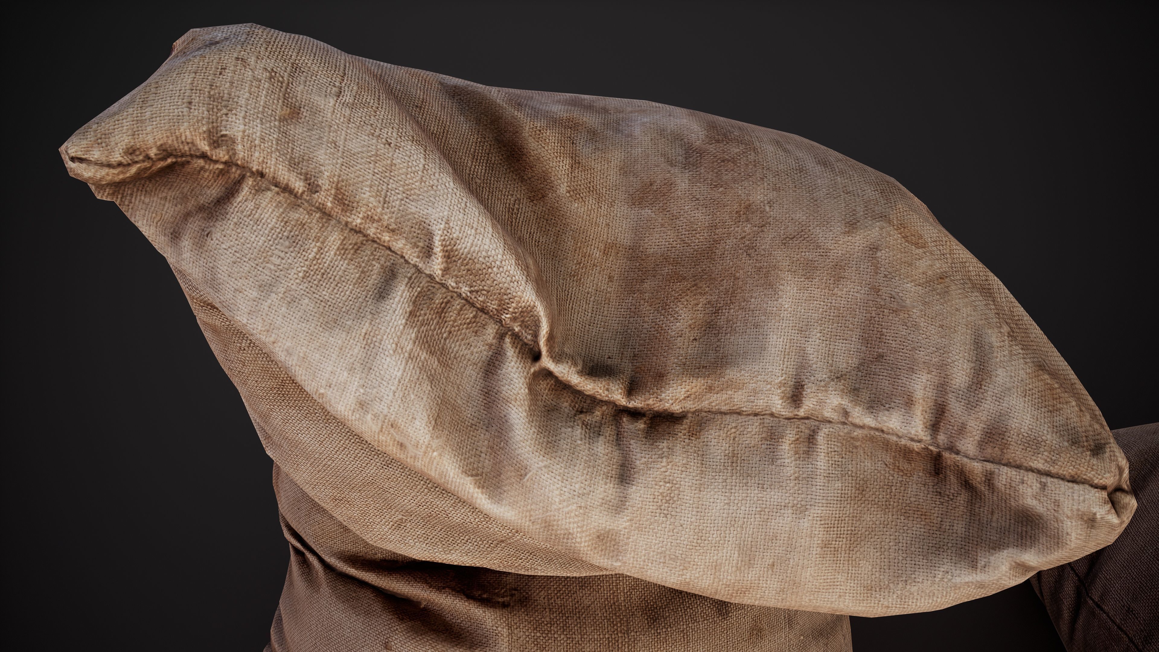 Realistic old burlap bag 08 photo scan Low-poly 3D model_8