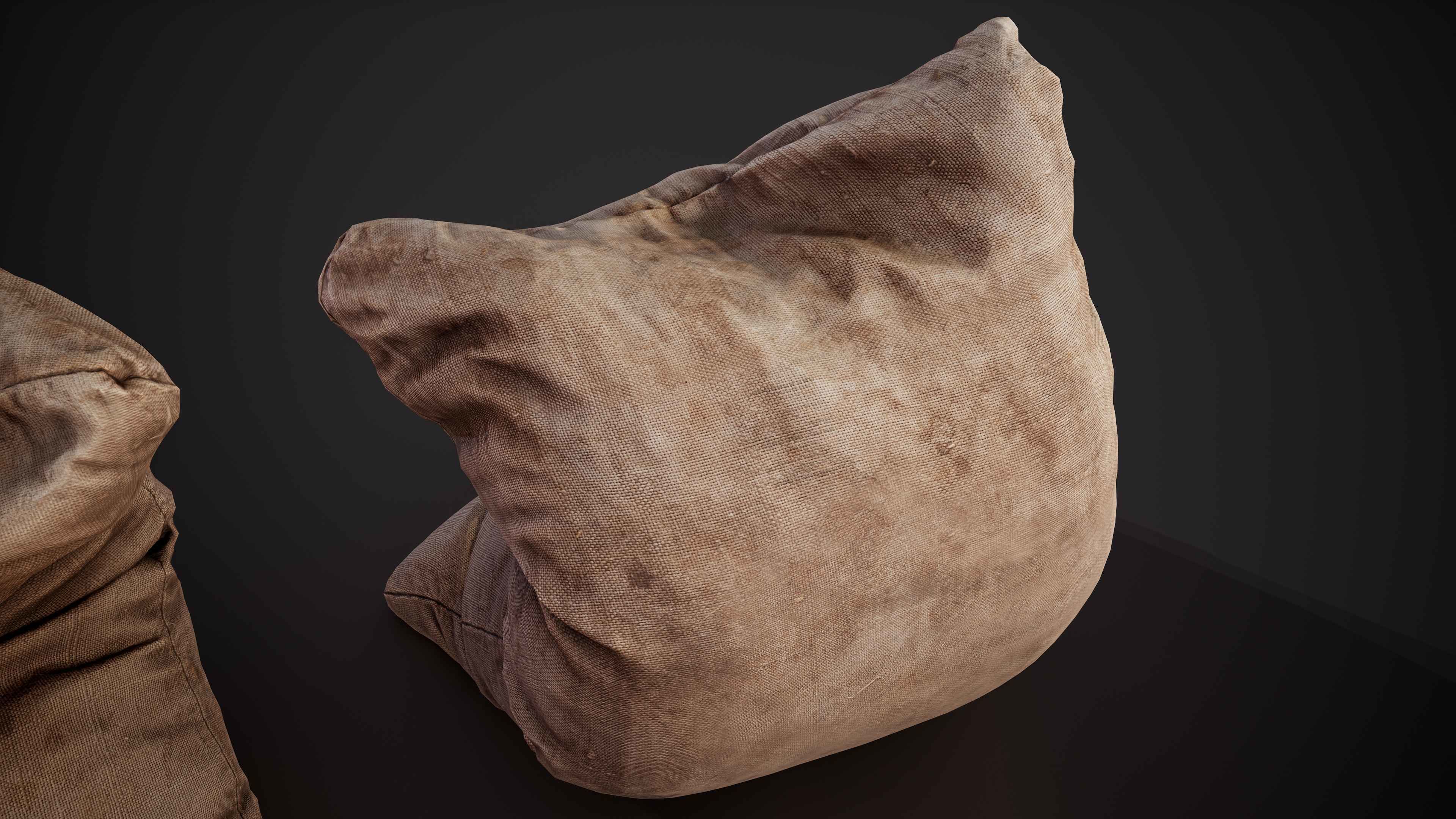 Realistic old burlap bag 08 photo scan Low-poly 3D model_10