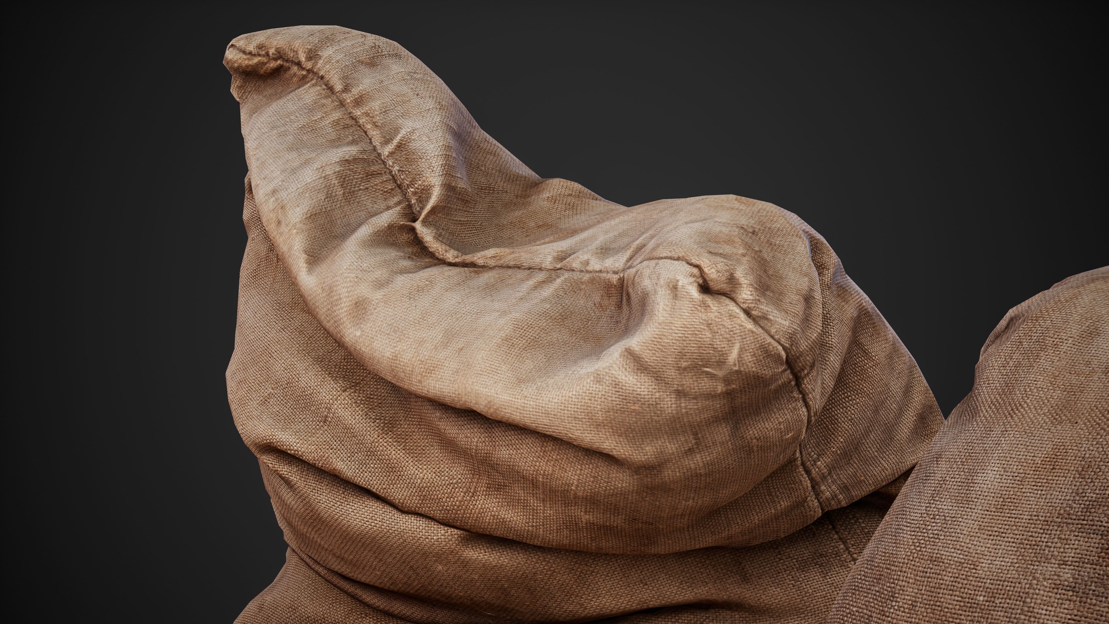 Realistic old burlap bag 08 photo scan Low-poly 3D model_9