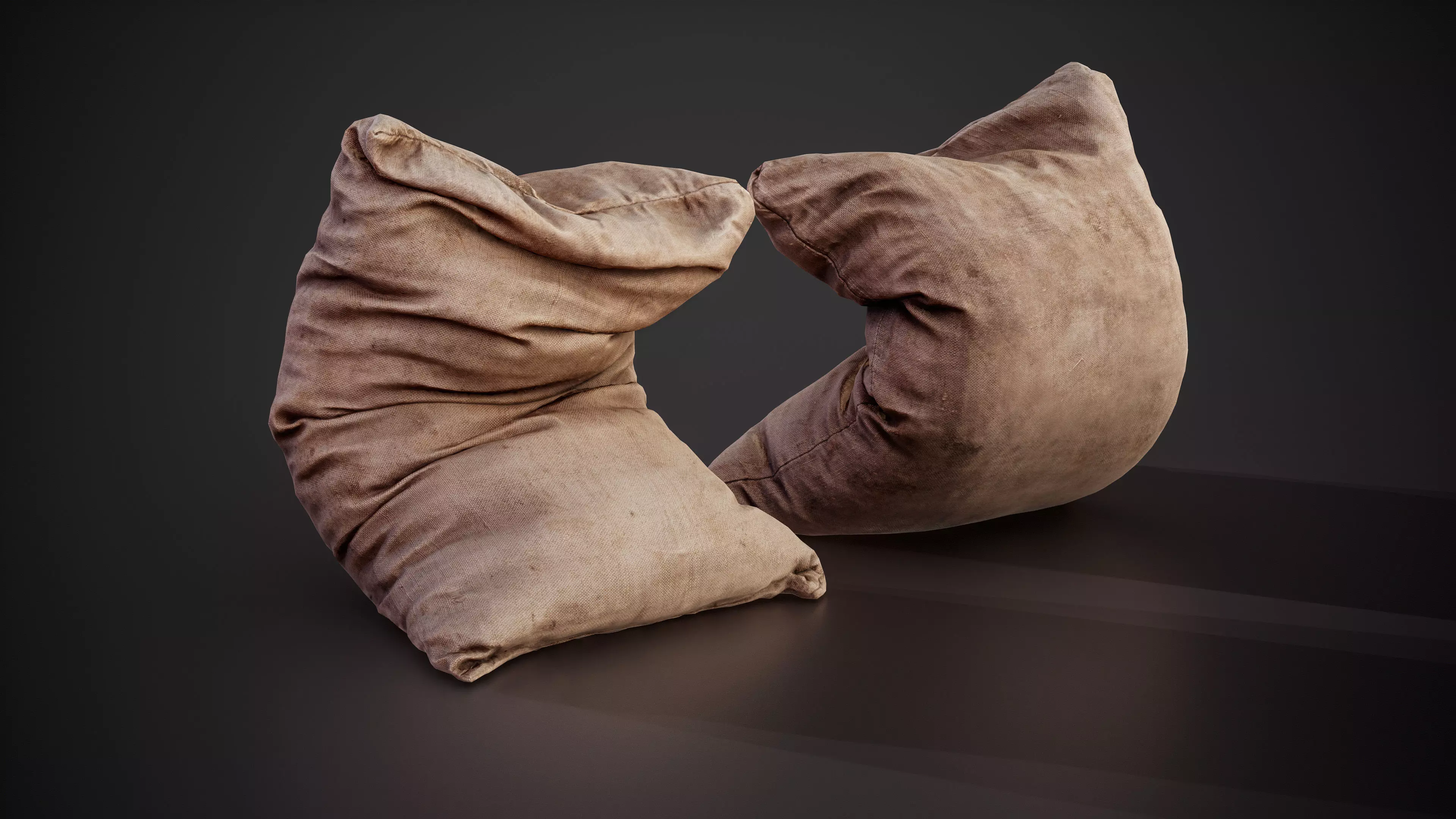 Realistic old burlap bag 08 photo scan Low-poly 3D model_0