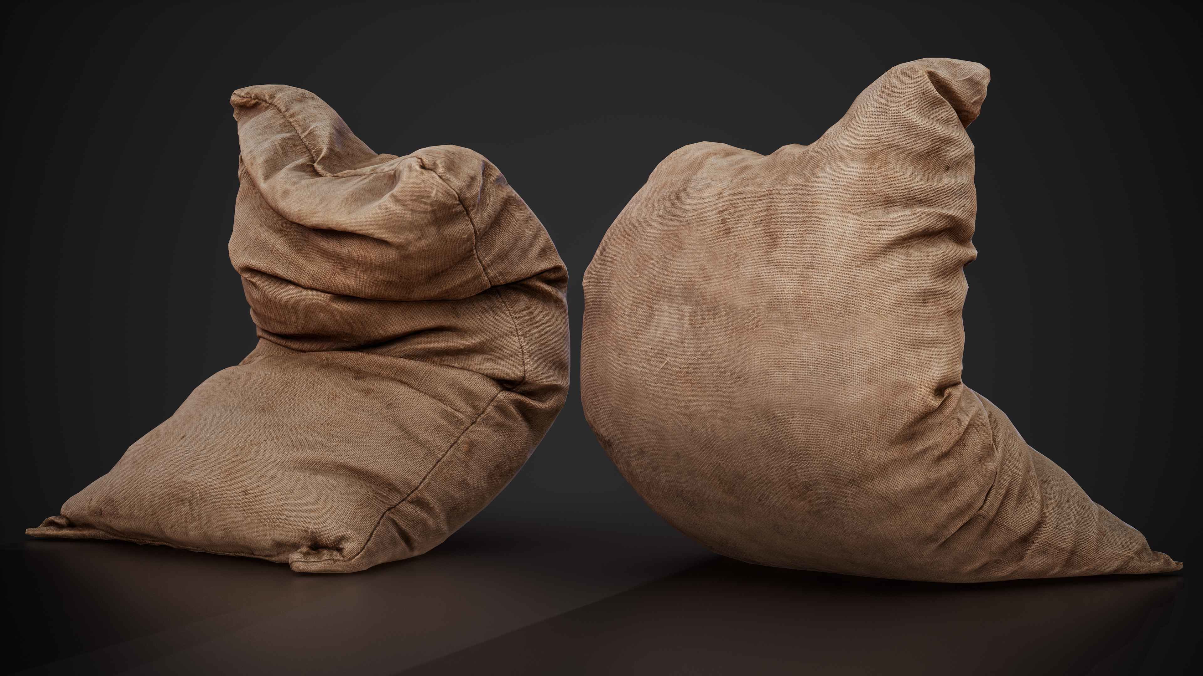 Realistic old burlap bag 08 photo scan Low-poly 3D model_3