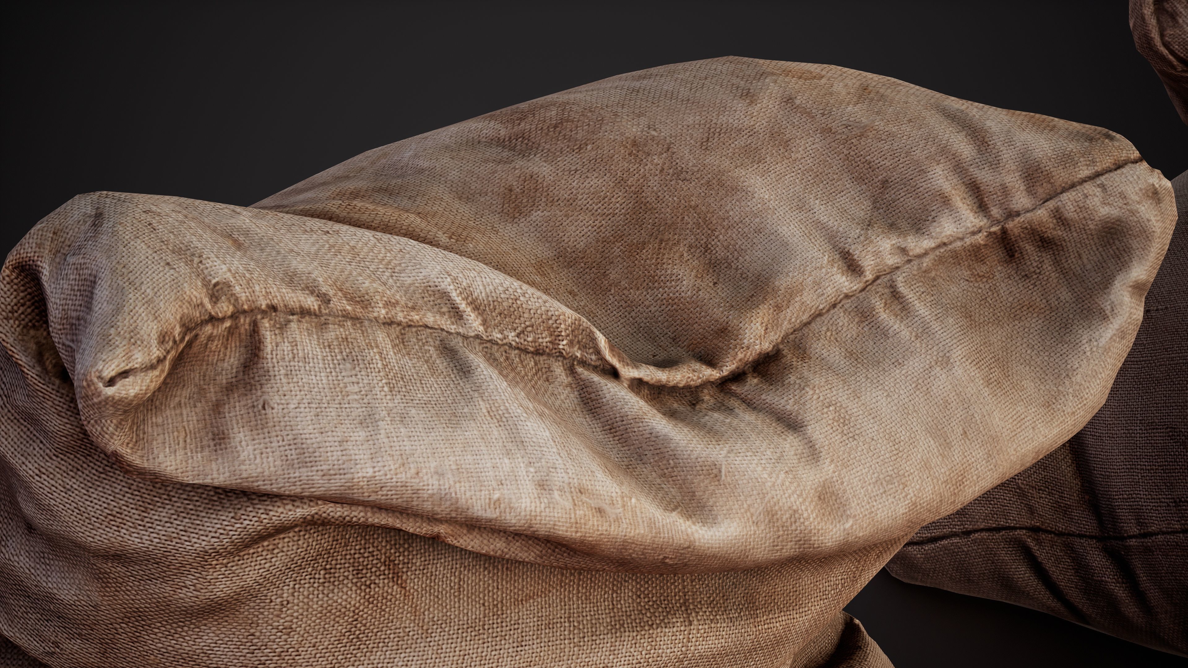 Realistic old burlap bag 08 photo scan Low-poly 3D model_7