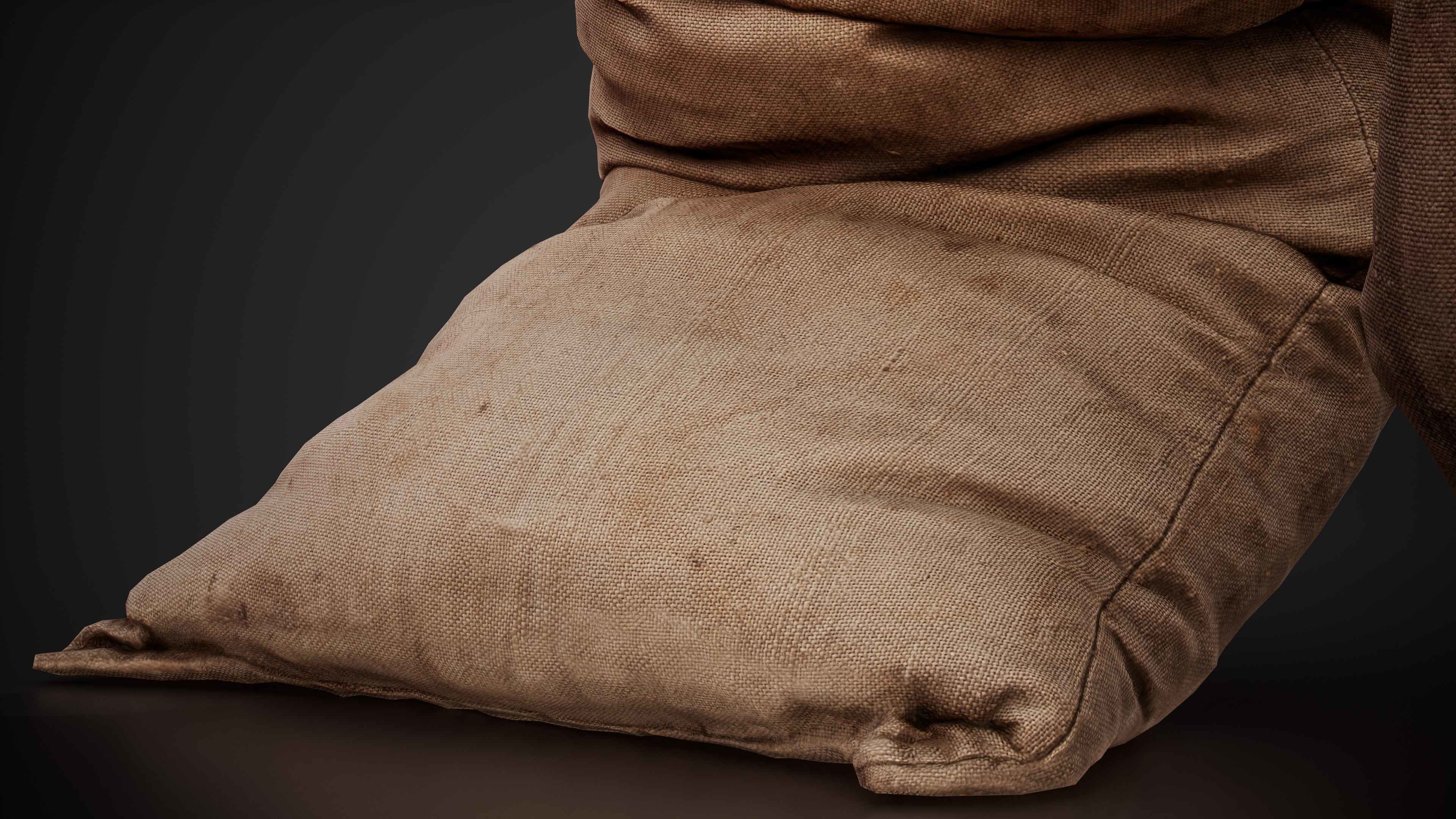 Realistic old burlap bag 08 photo scan Low-poly 3D model_4