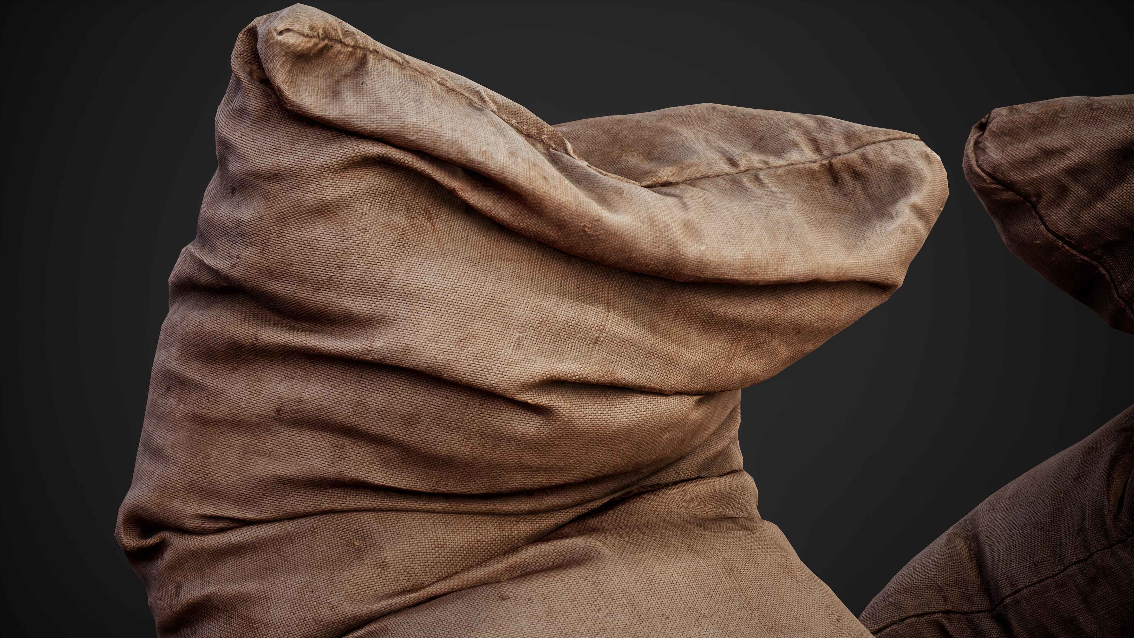 Realistic old burlap bag 08 photo scan Low-poly 3D model_6