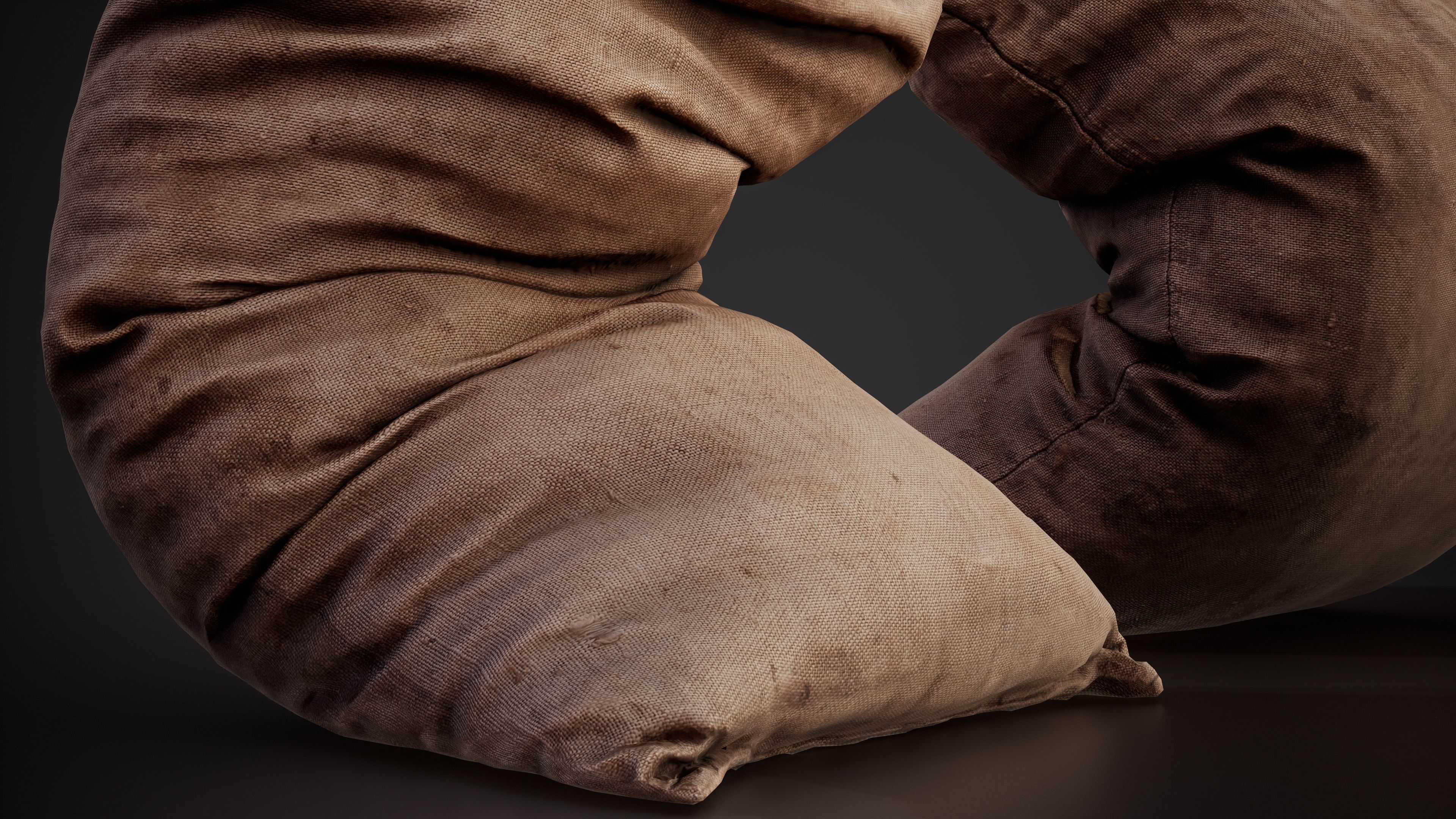 Realistic old burlap bag 08 photo scan Low-poly 3D model_5
