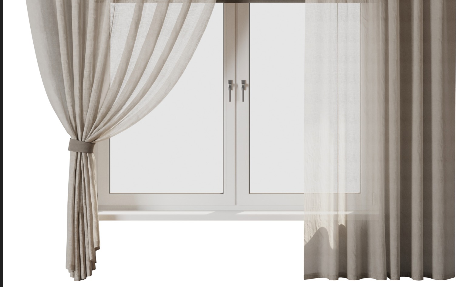Draped Linen Curtains with Roman blinds - collections 10 HBH Low-poly 3D model_7