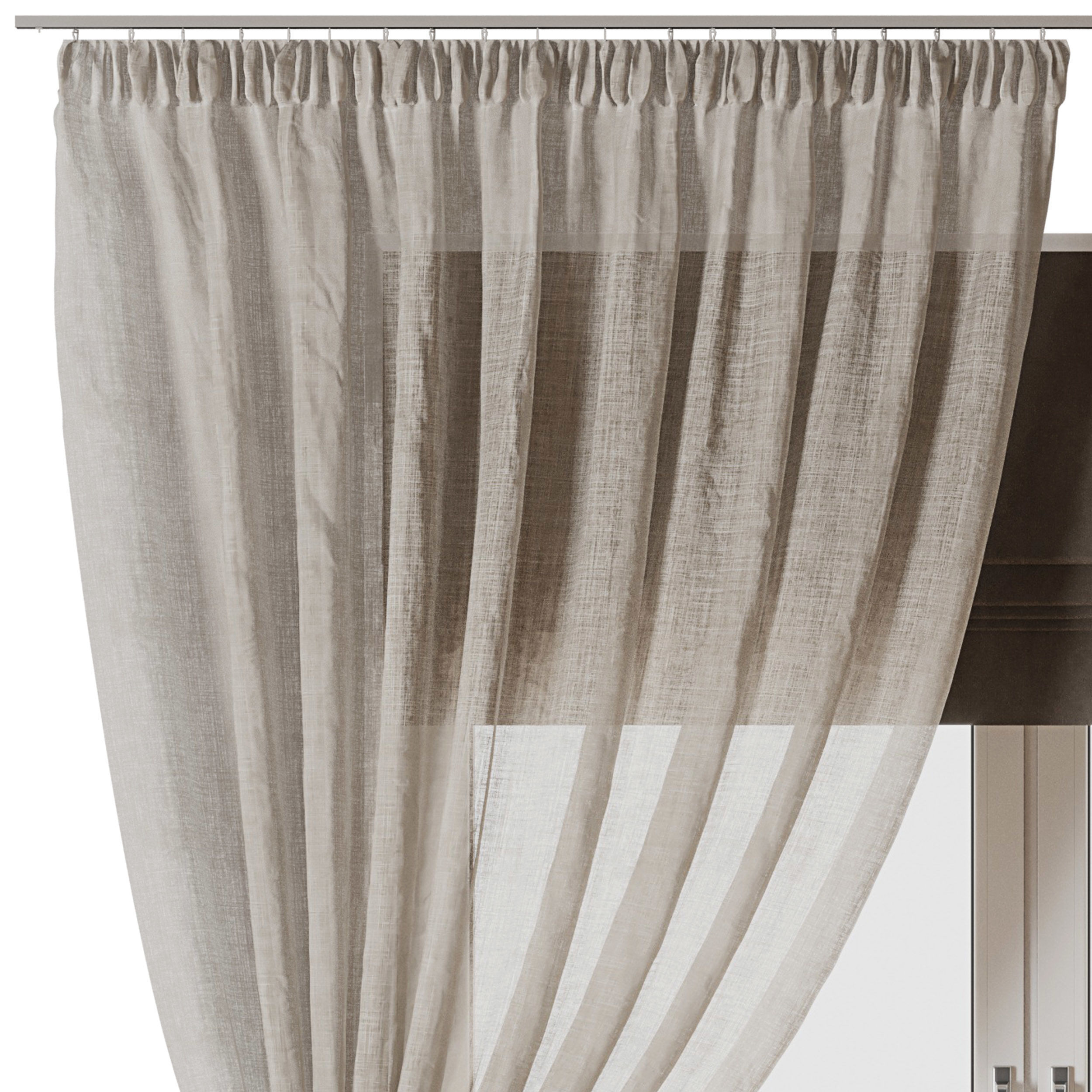 Draped Linen Curtains with Roman blinds - collections 10 HBH Low-poly 3D model_1