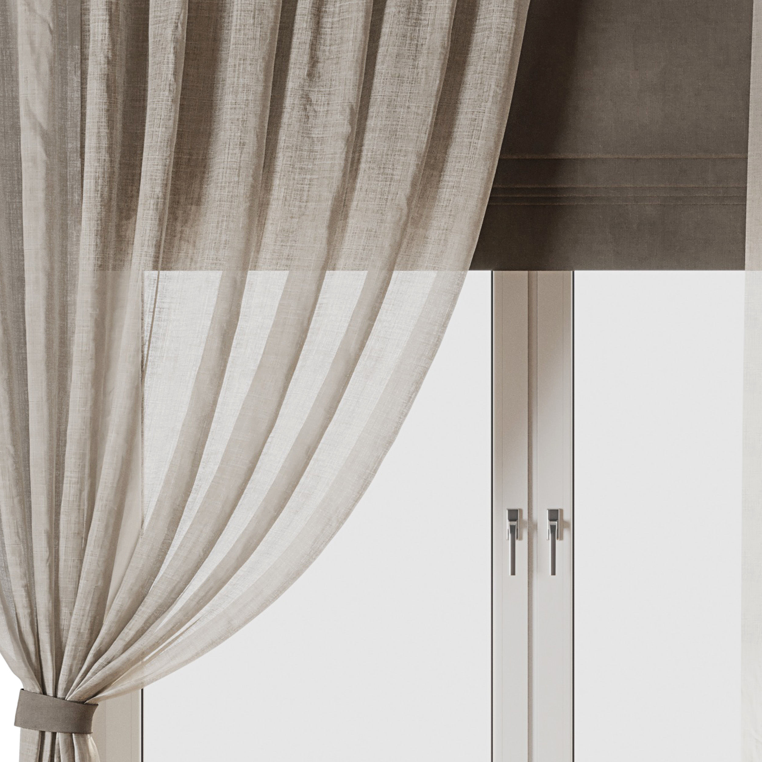 Draped Linen Curtains with Roman blinds - collections 10 HBH Low-poly 3D model_3