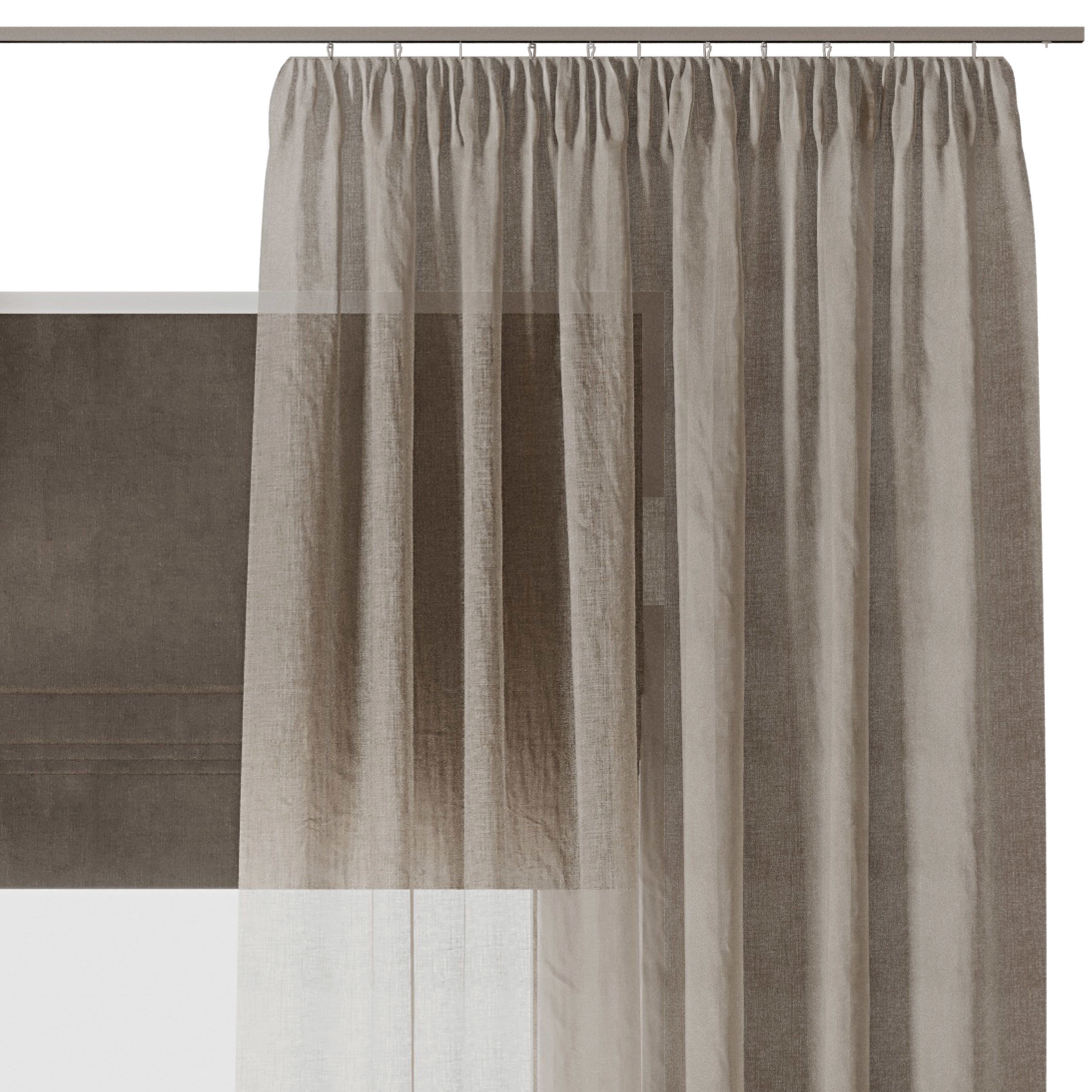 Draped Linen Curtains with Roman blinds - collections 10 HBH Low-poly 3D model_2