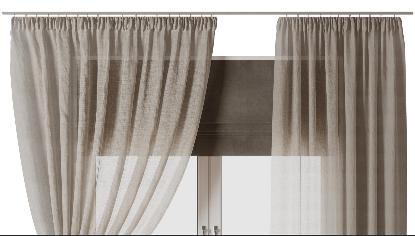 Draped Linen Curtains with Roman blinds - collections 10 HBH Low-poly 3D model_6