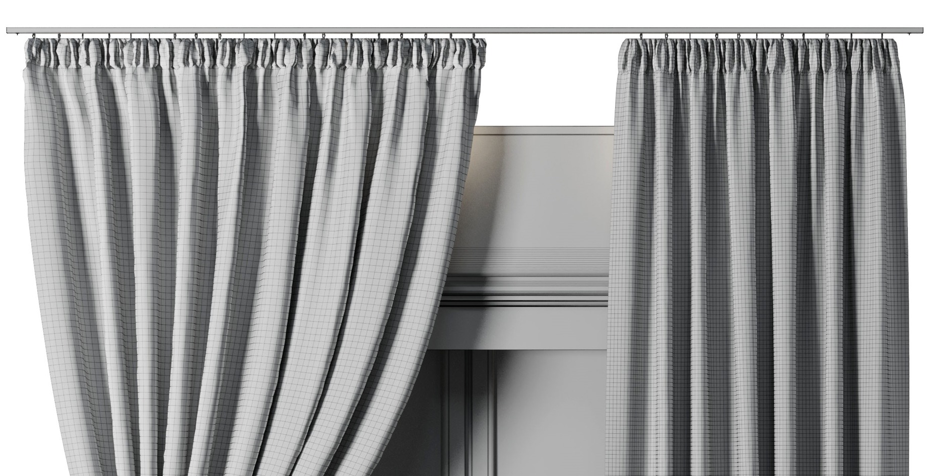 Draped Linen Curtains with Roman blinds - collections 10 HBH Low-poly 3D model_8