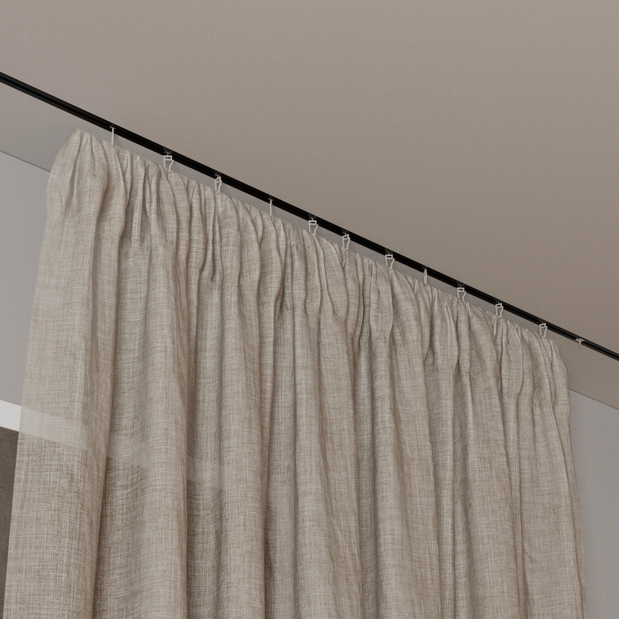 Draped Linen Curtains with Roman blinds - collections 10 HBH Low-poly 3D model_4