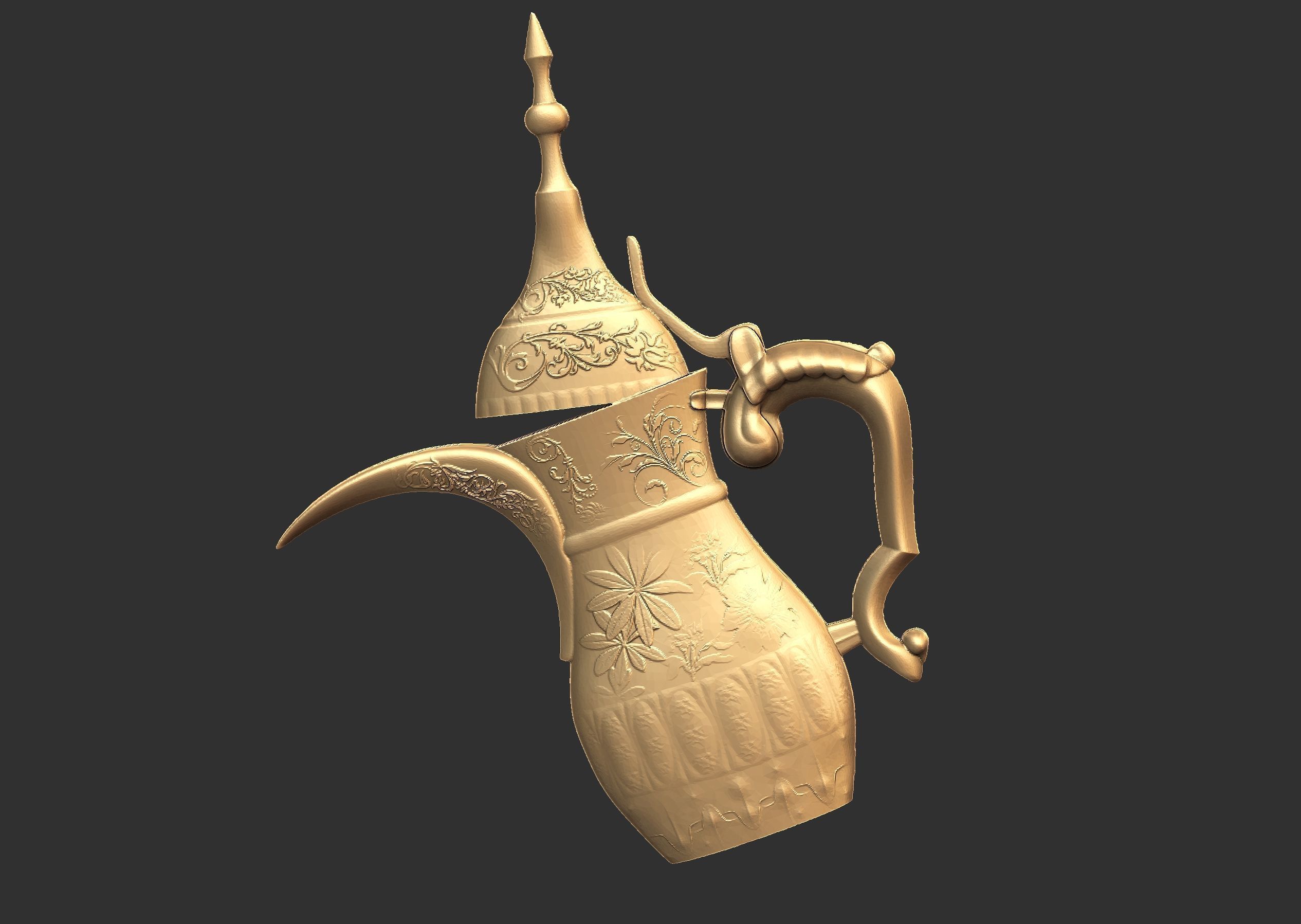 Arabic Coffee Pot - wall mounted 3D print model_1