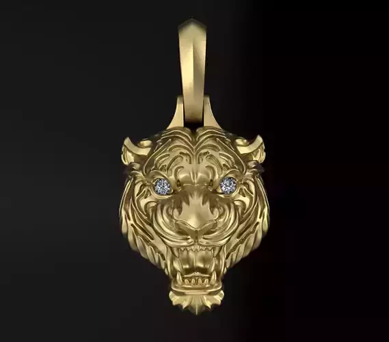 Tiger pendant 3DM STL OBJ model for 3D printing and CNC