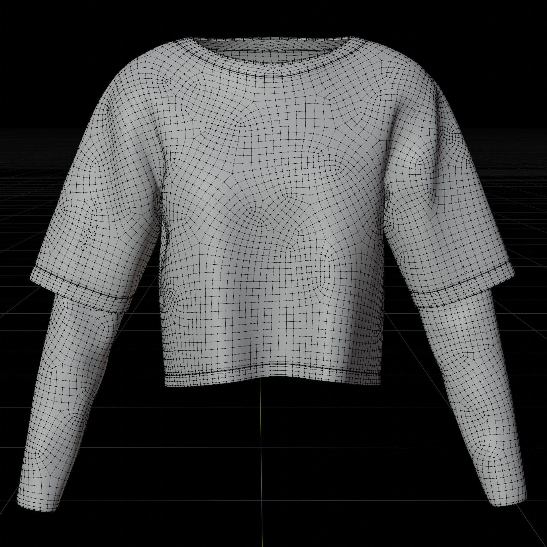 Y2K Grunge Crop top - Goth Stripes Long Sleeve 2piece punk shirt Low-poly 3D model_24