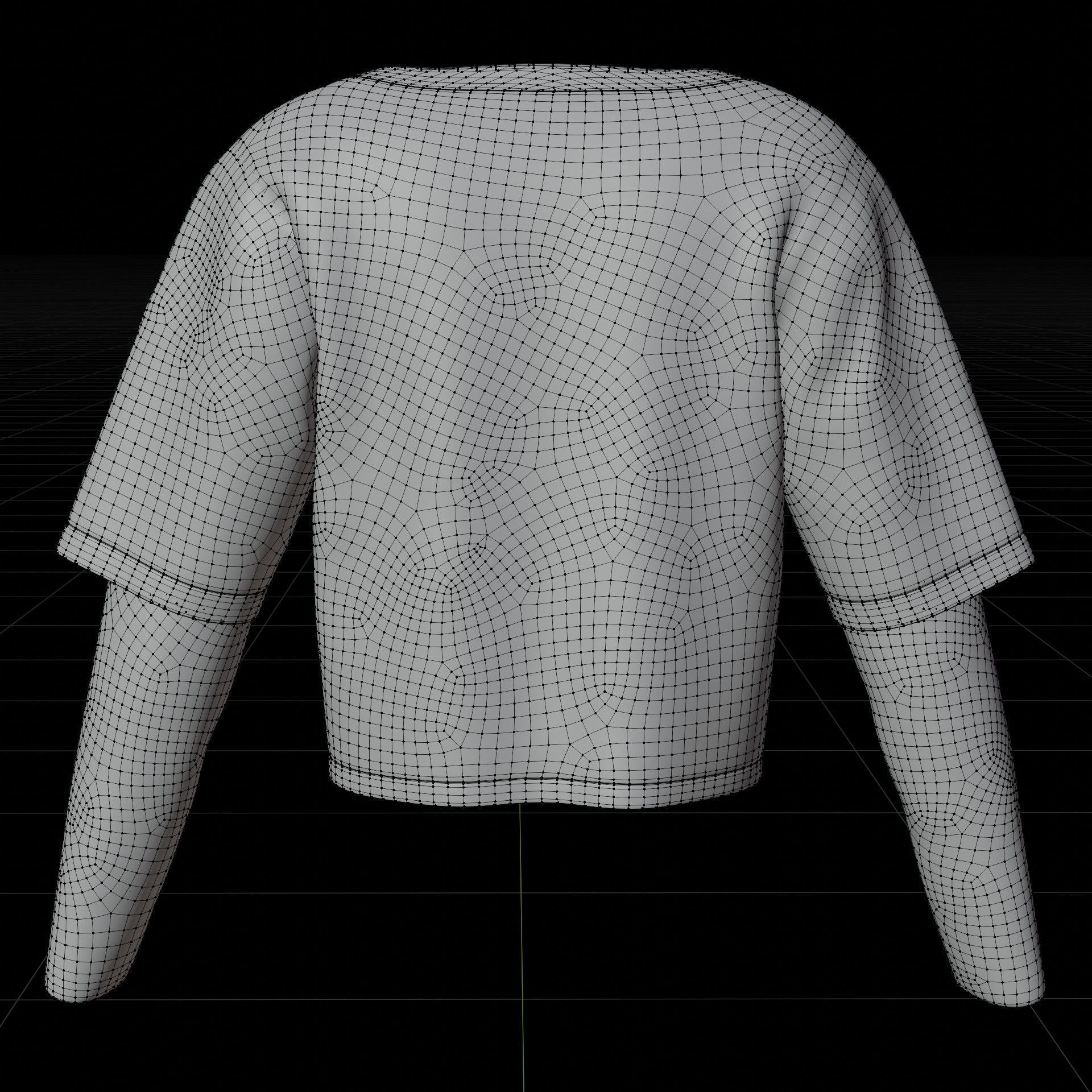 Y2K Grunge Crop top - Goth Stripes Long Sleeve 2piece punk shirt Low-poly 3D model_25