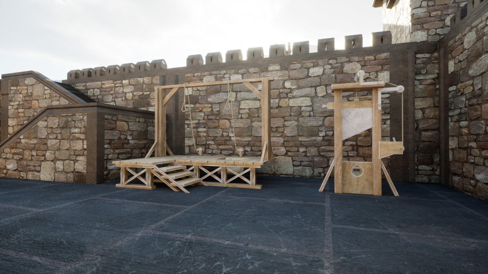 Medieval Castle City 3D model_5