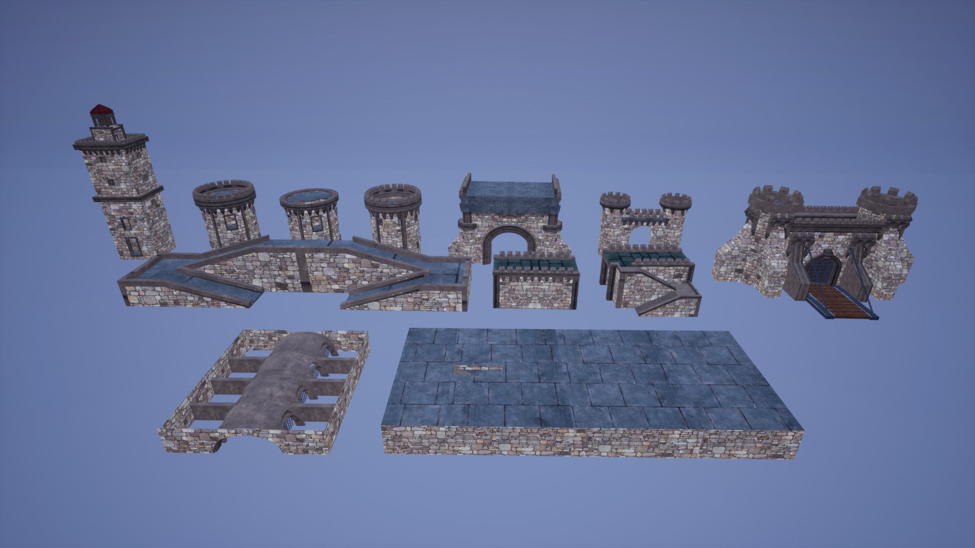 Medieval Castle City 3D model_10