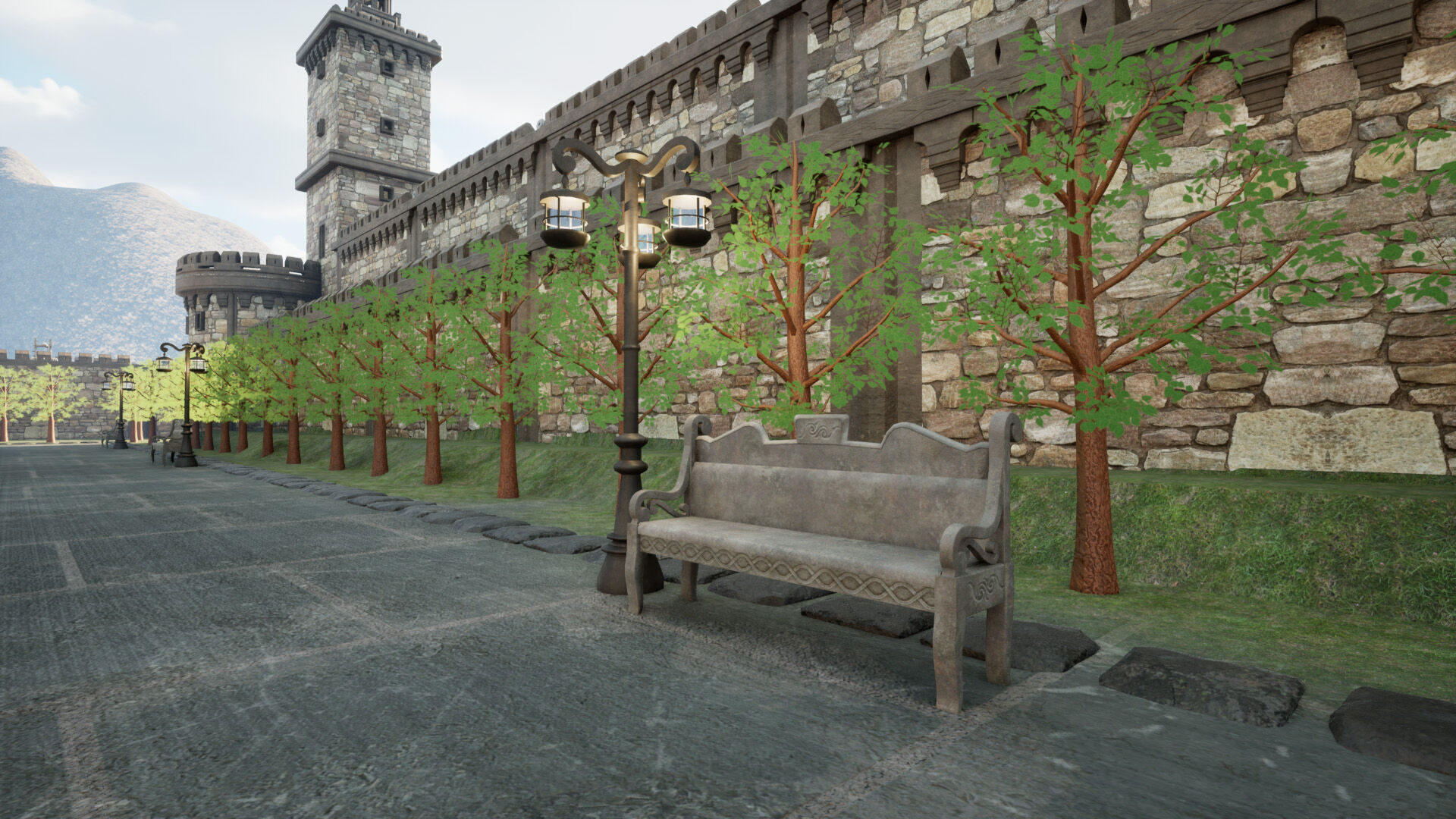 Medieval Castle City 3D model_7