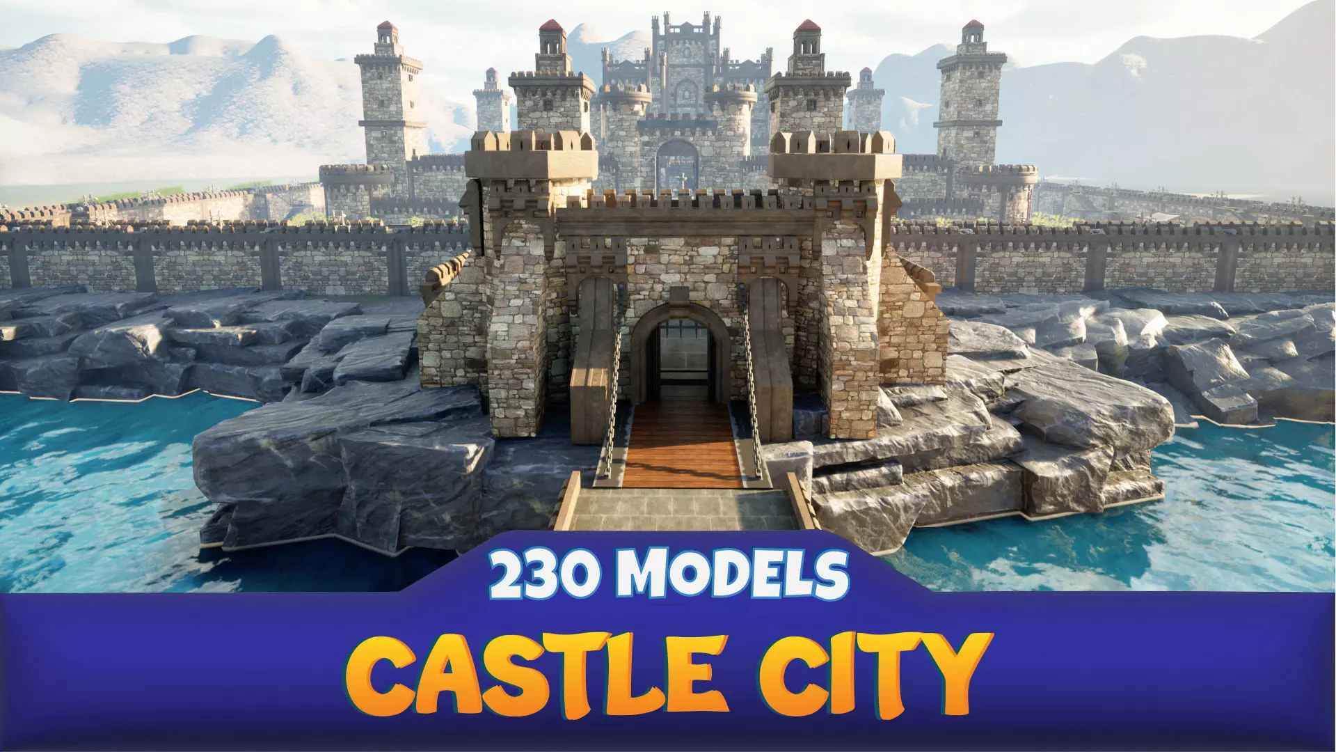 Medieval Castle City 3D model_0