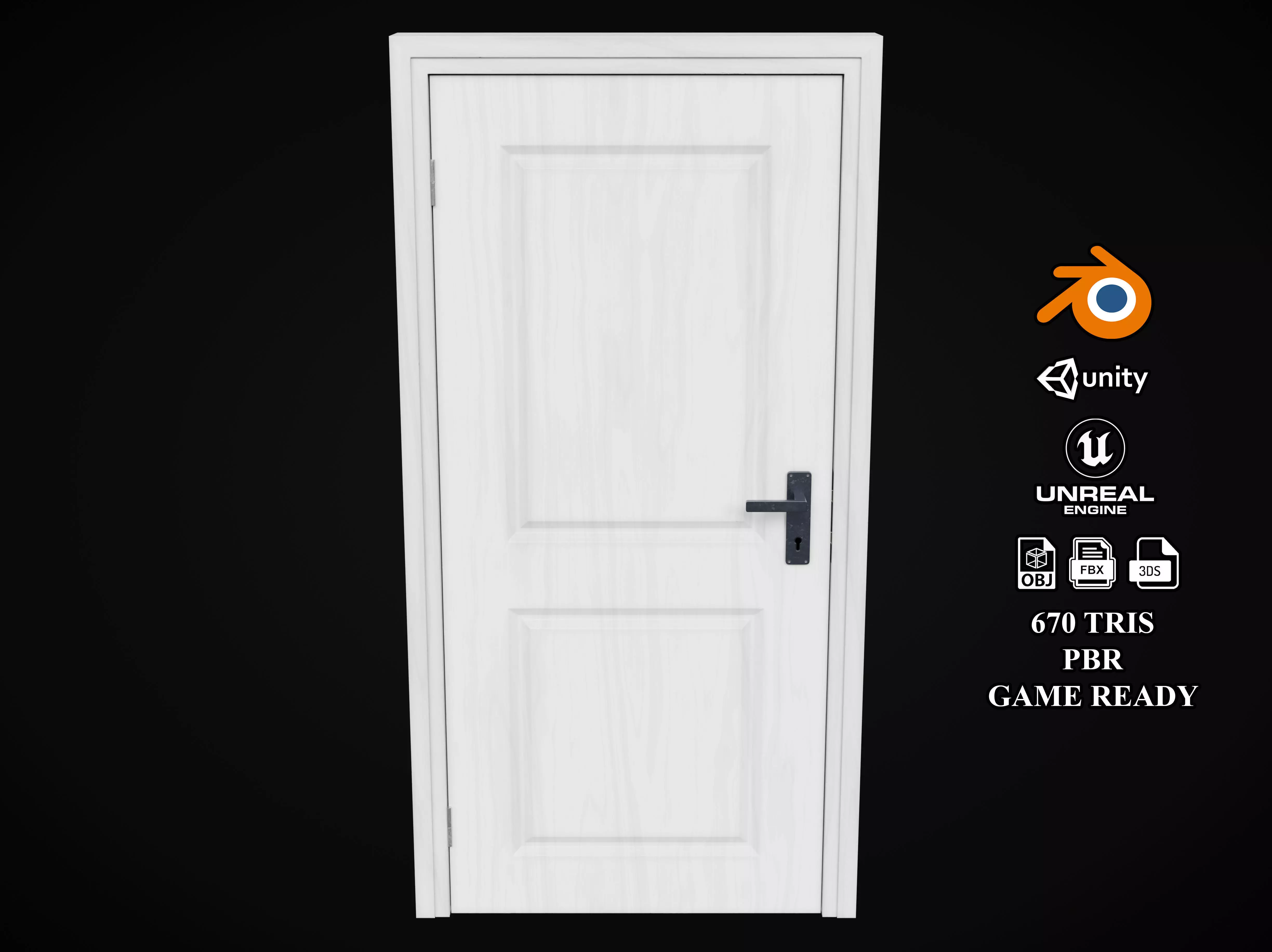 Low Poly Door wooden Low-poly 3D model_0