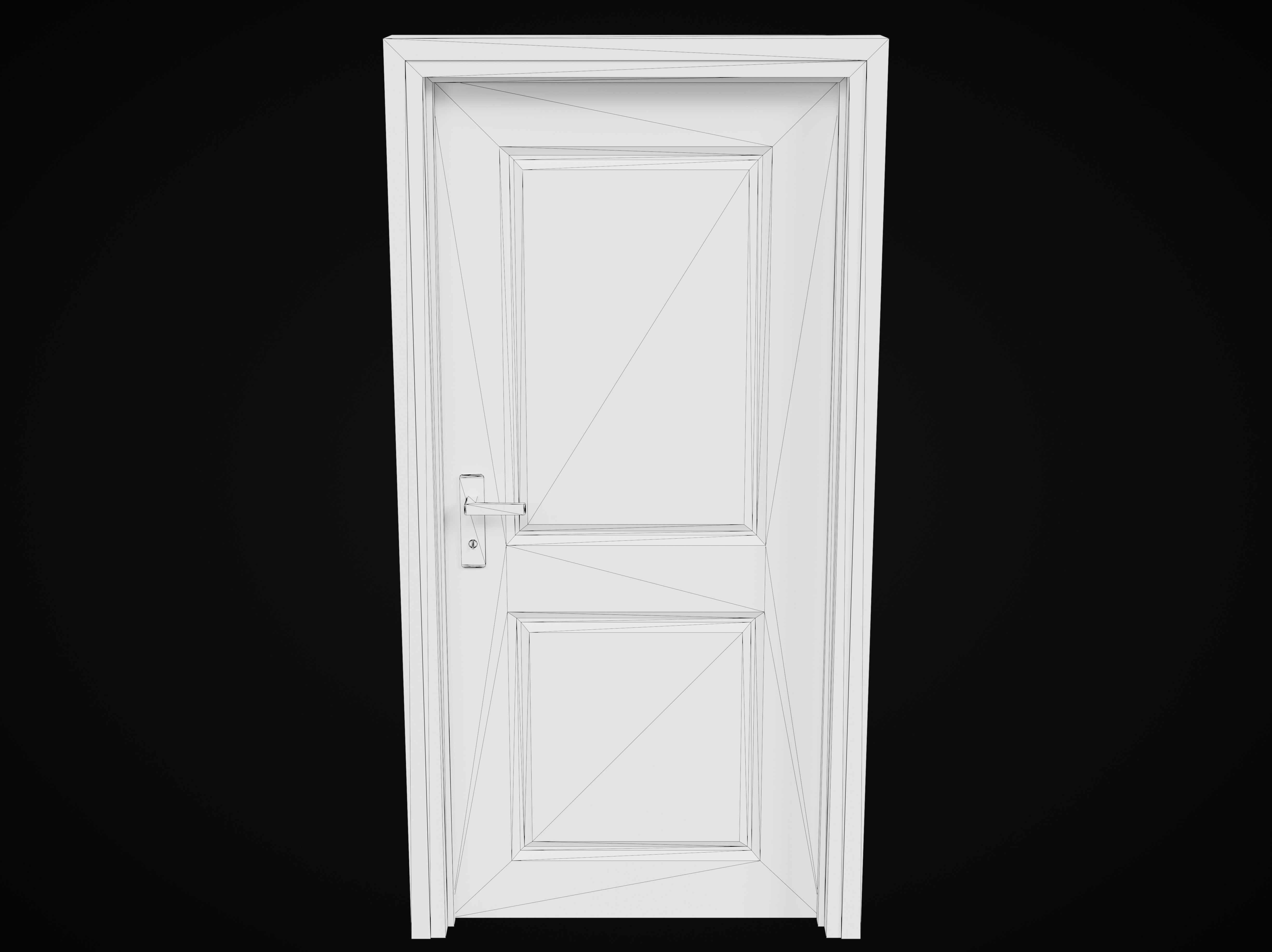Low Poly Door wooden Low-poly 3D model_9