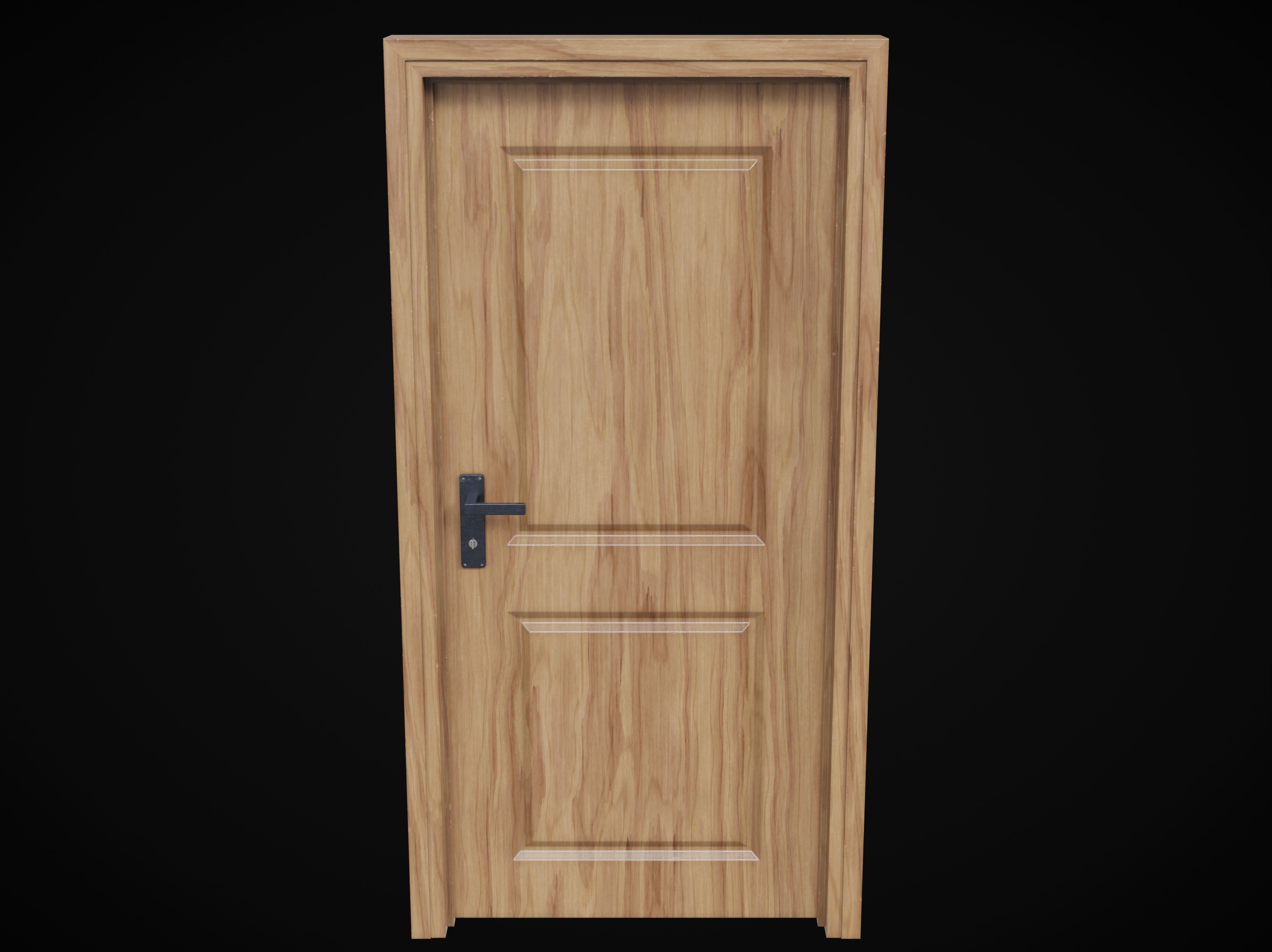 Low Poly Door wooden Low-poly 3D model_3