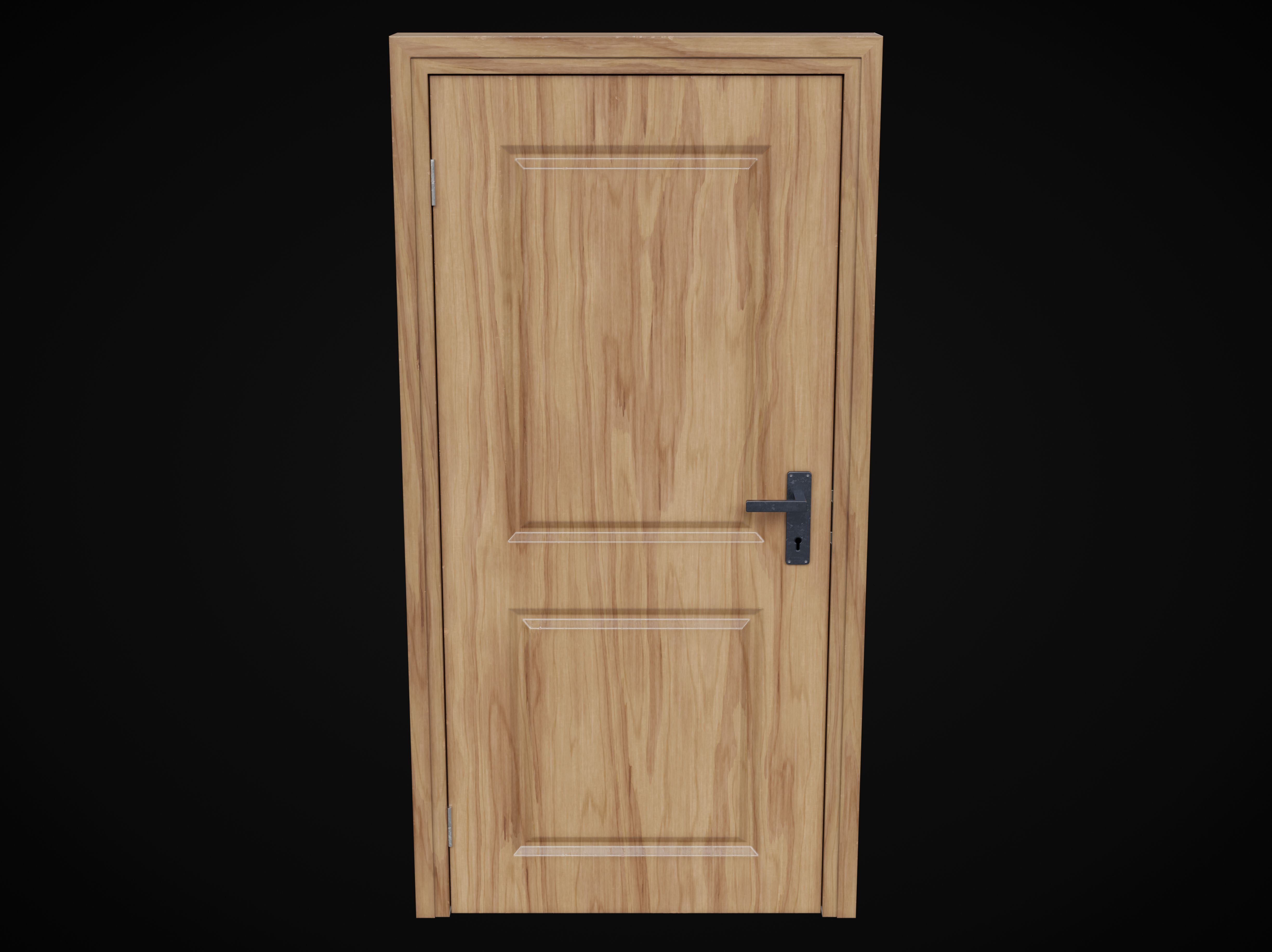 Low Poly Door wooden Low-poly 3D model_2