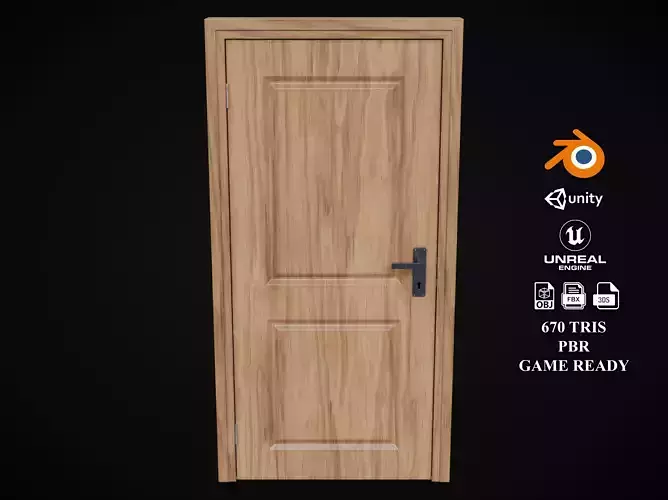Low Poly Door wooden