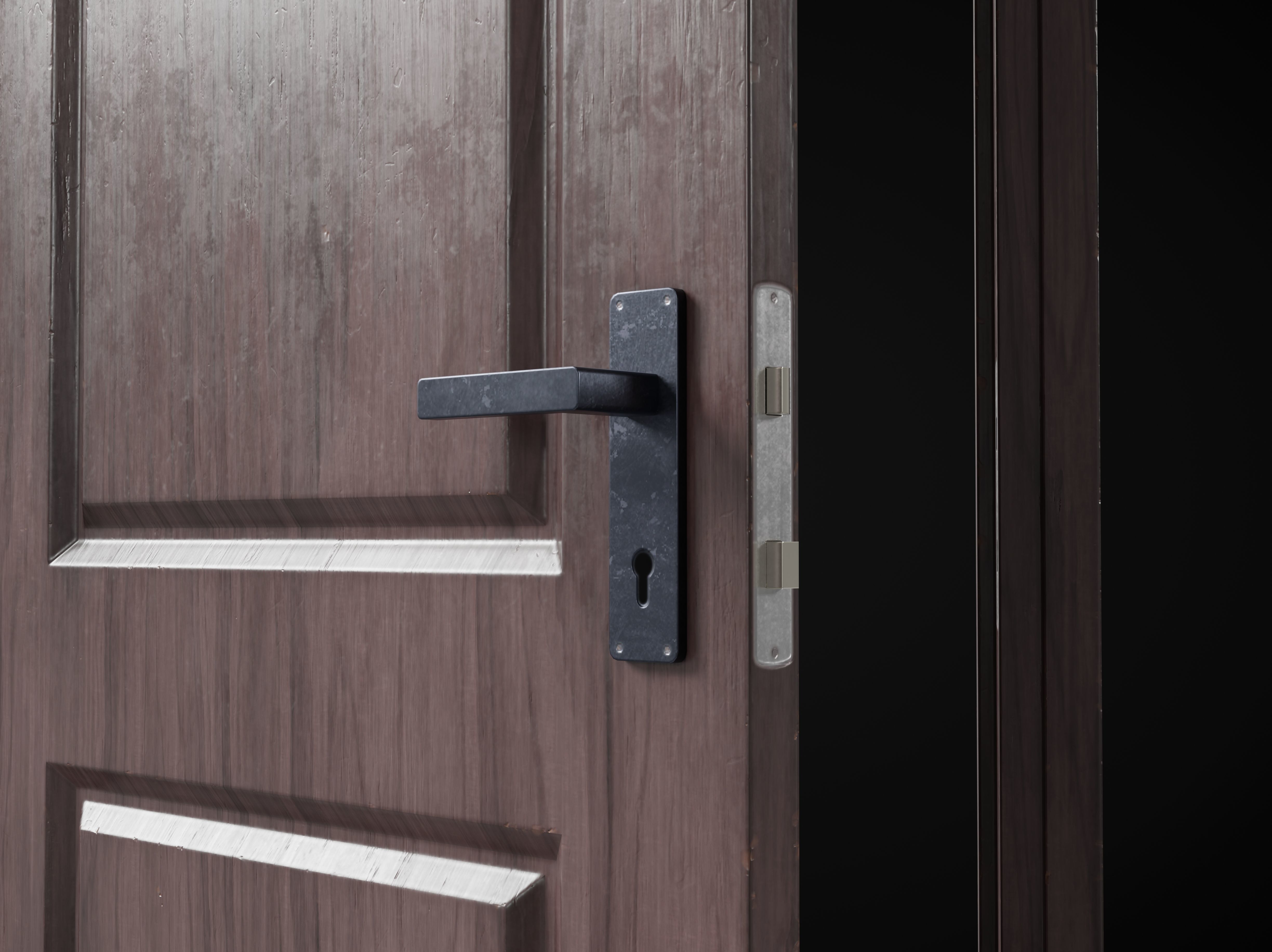 Low Poly Door wooden Low-poly 3D model_4