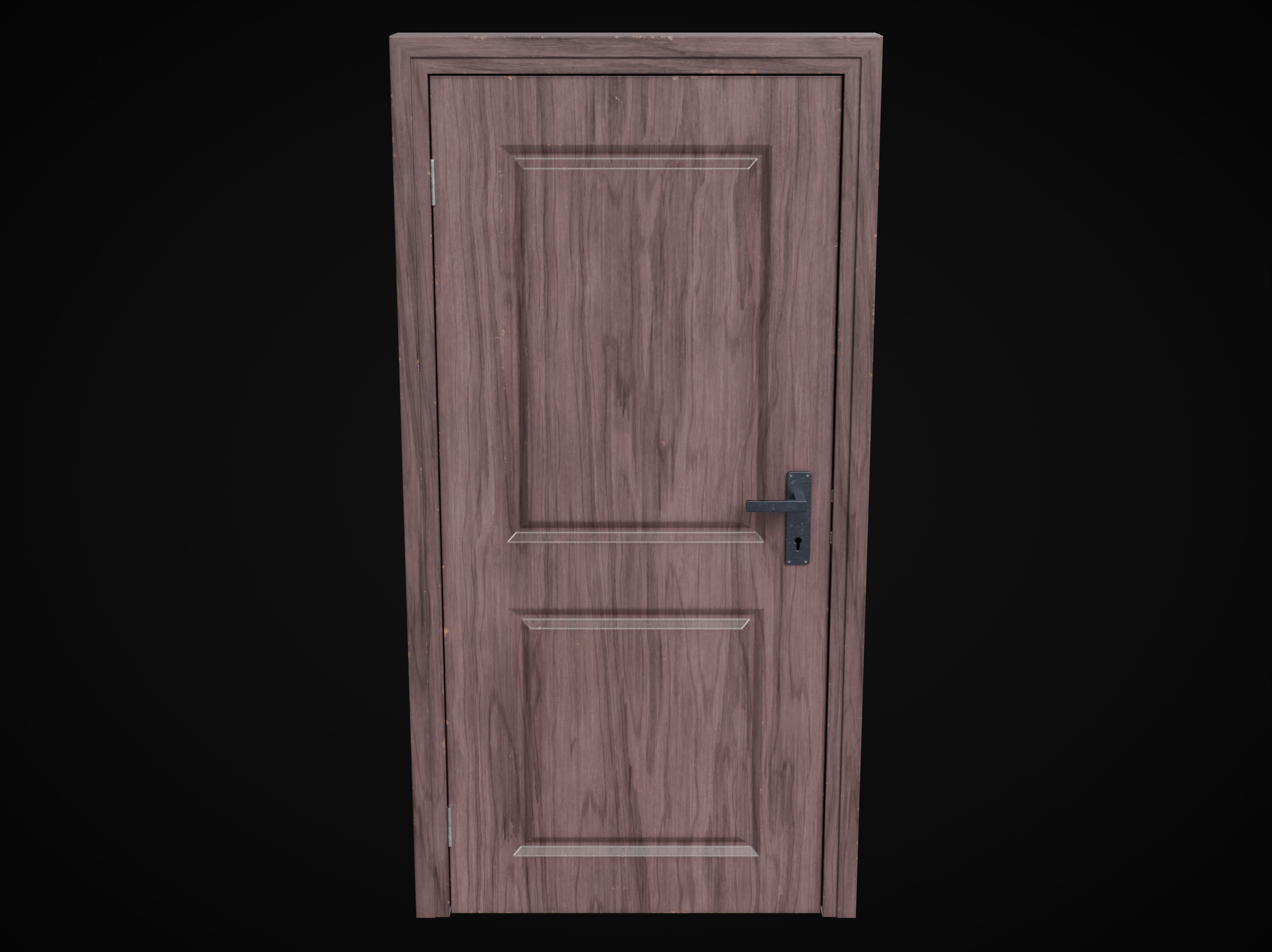Low Poly Door wooden Low-poly 3D model_2