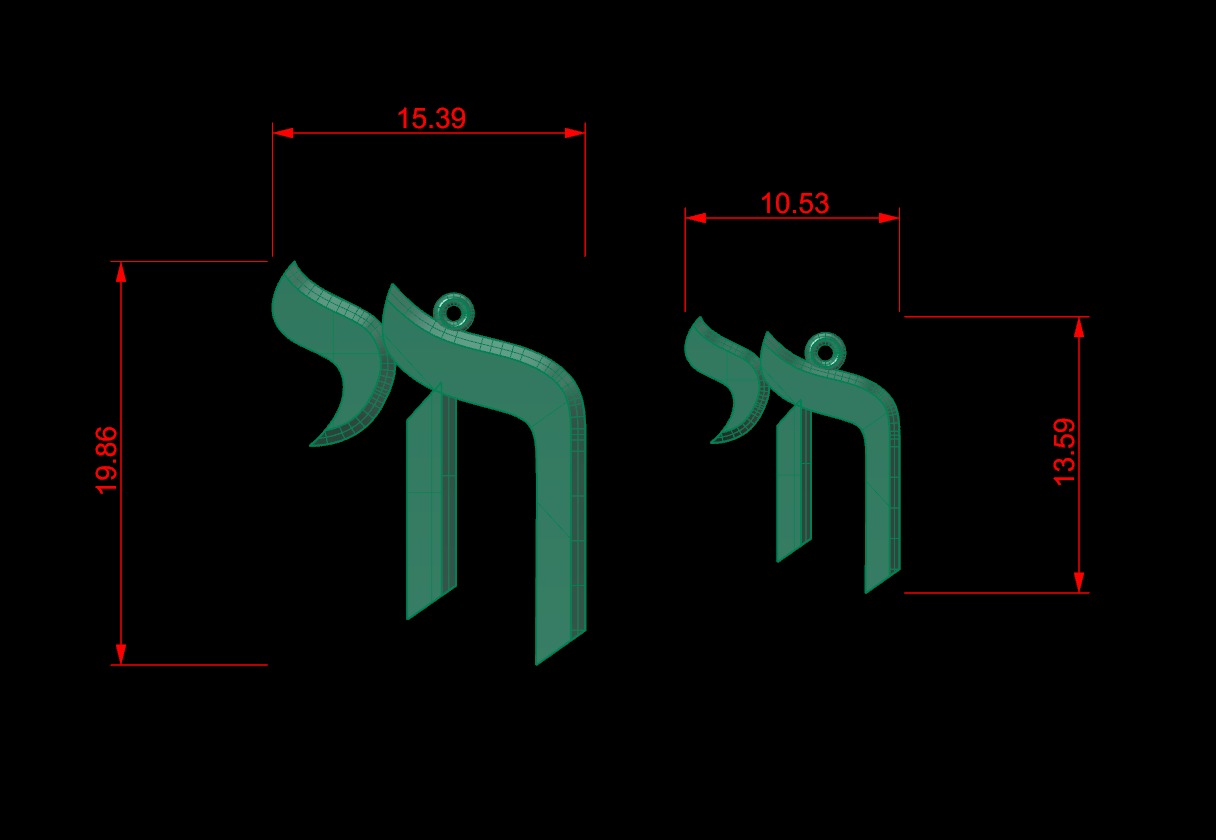 Hebrew chai Pendant 3D print model_1