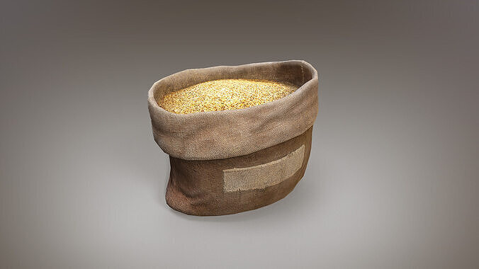 Sack with Wheat Low-poly 3D model