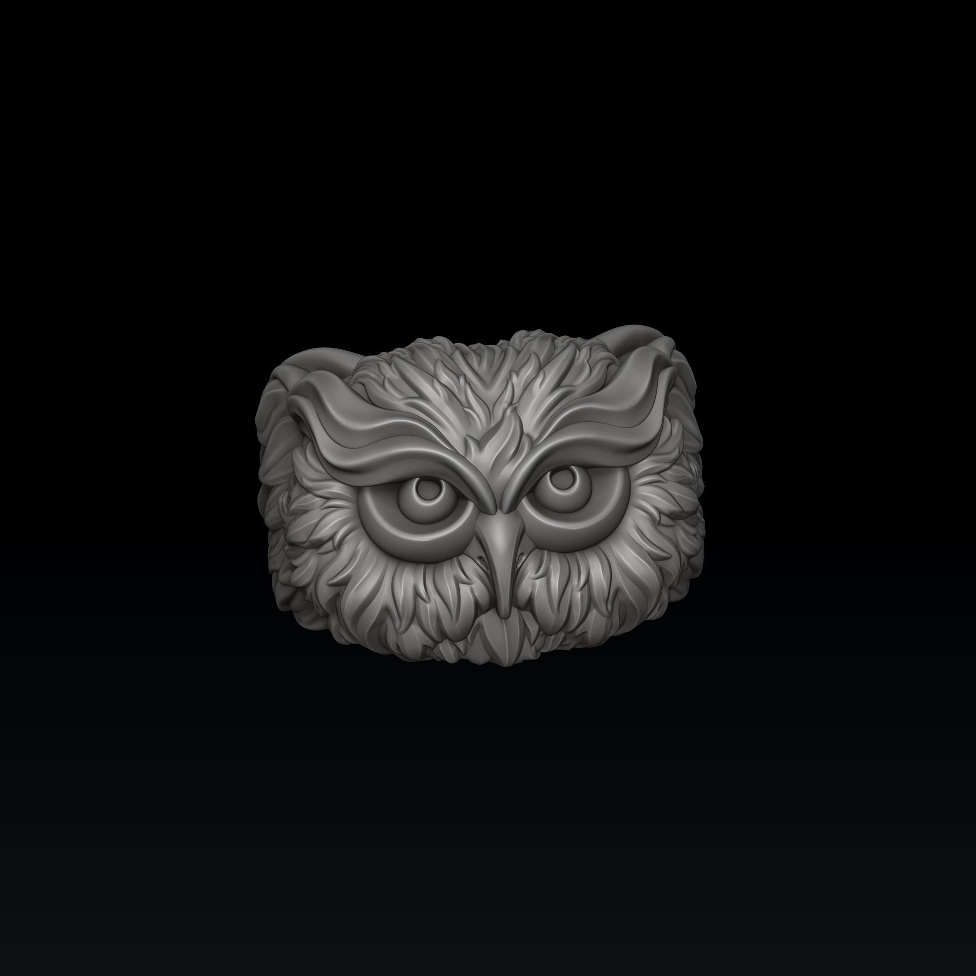 Owl Ring v2 3D print model_1