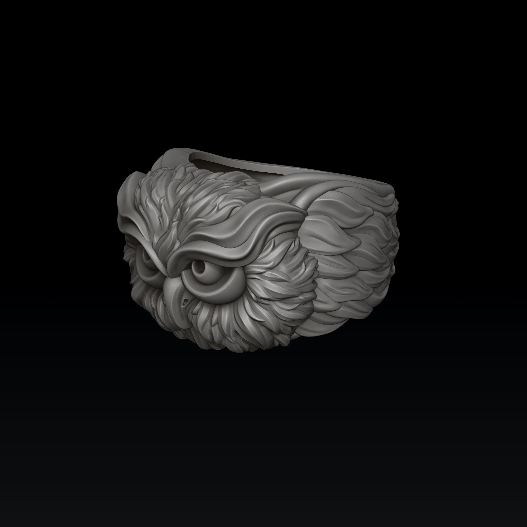 Owl Ring v2 3D print model_4