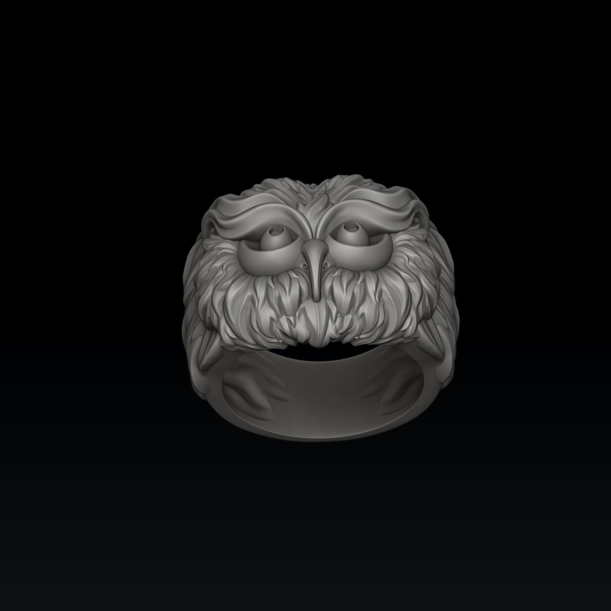 Owl Ring v2 3D print model_2