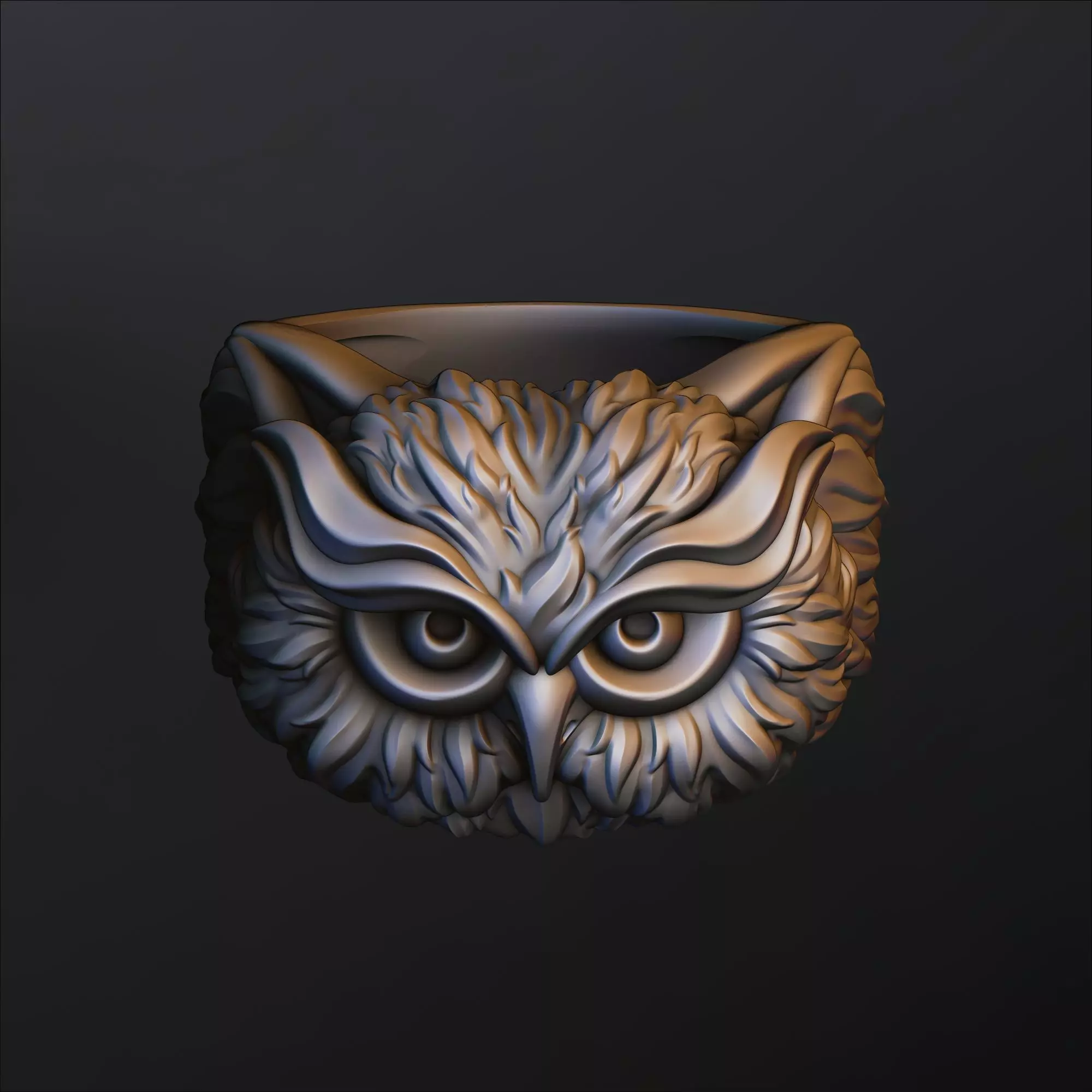 Owl Ring v2 3D print model_0