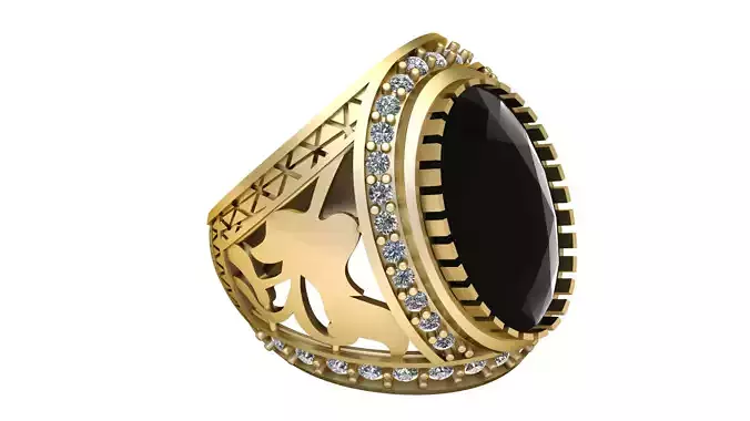 LUXURY BLACK CRYSTAL RING 3D PRINTABLE MODEL