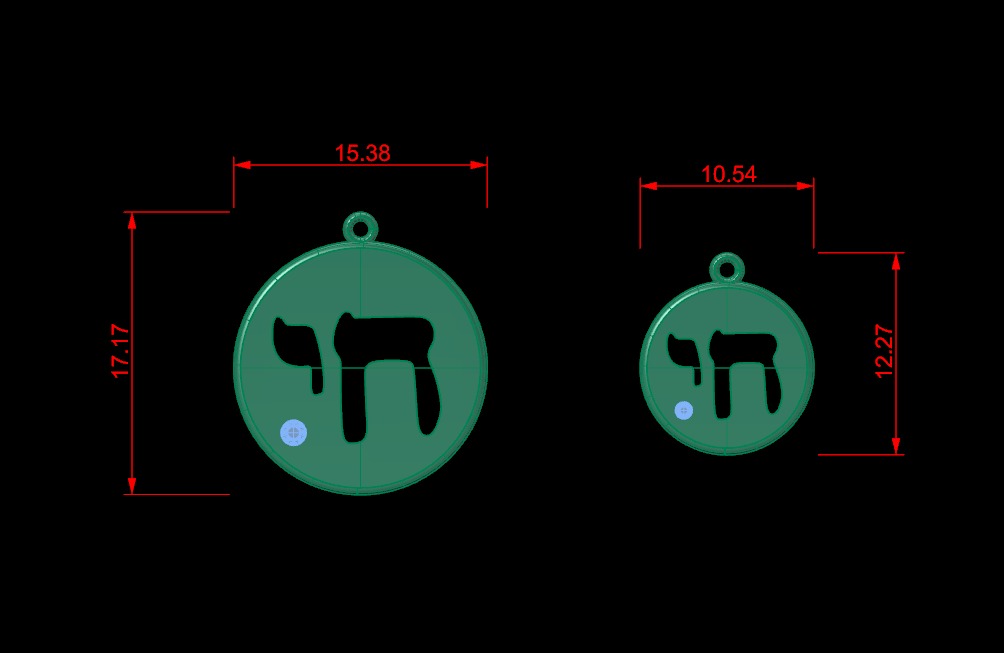 Hebrew chai Pendant 3D print model_1