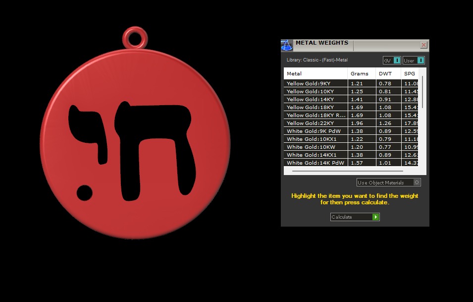 Hebrew chai Pendant 3D print model_4