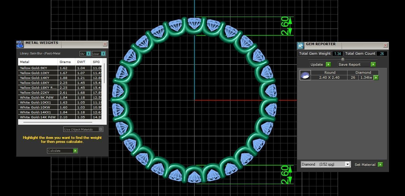 U Shaped Eternity Ring 2 point 4 mm stone size swiss 17 and EU57 3D print model_5