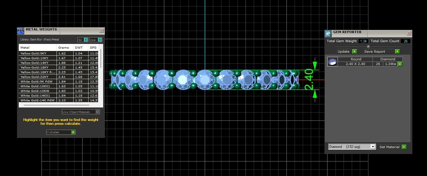 U Shaped Eternity Ring 2 point 4 mm stone size swiss 17 and EU57 3D print model_3