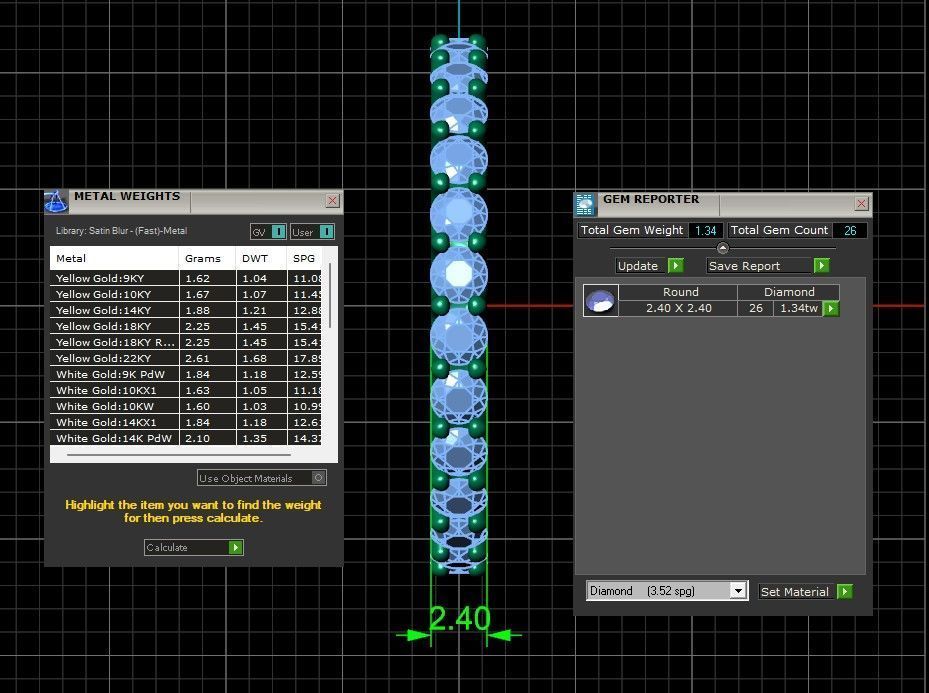 U Shaped Eternity Ring 2 point 4 mm stone size swiss 17 and EU57 3D print model_4