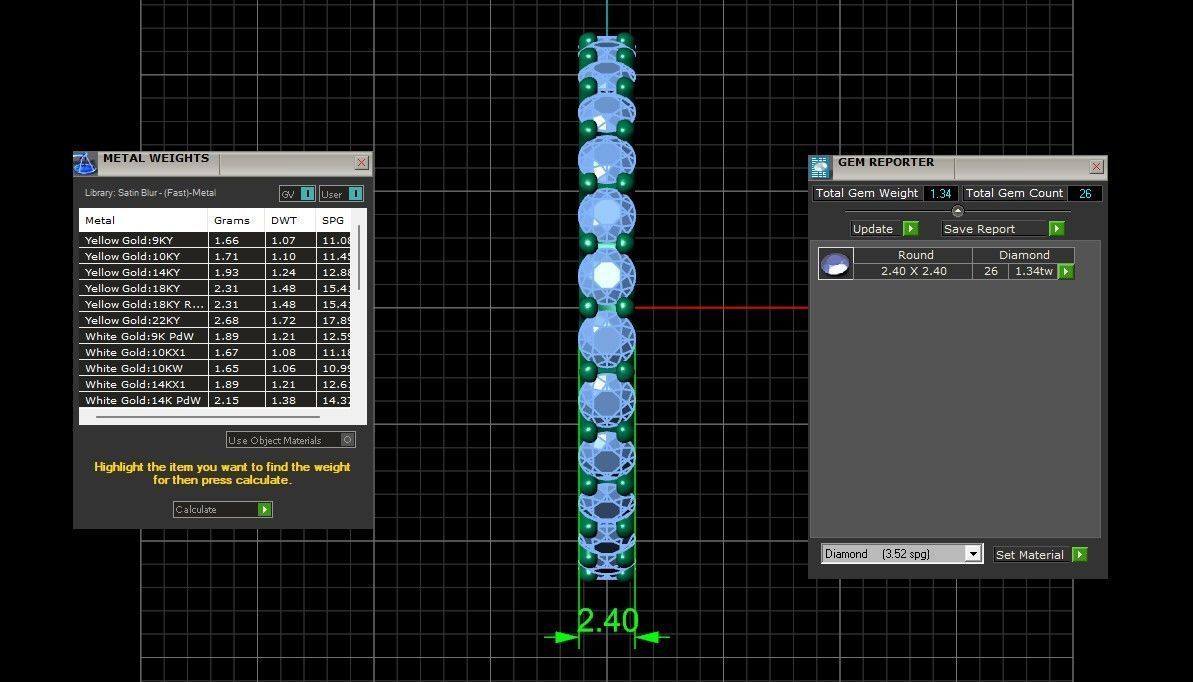 U Shaped Eternity Ring 2 point 4 mm stone size swiss 18 and EU58 3D print model_4