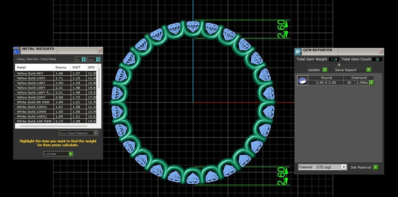 U Shaped Eternity Ring 2 point 4 mm stone size swiss 18 and EU58 3D print model_5