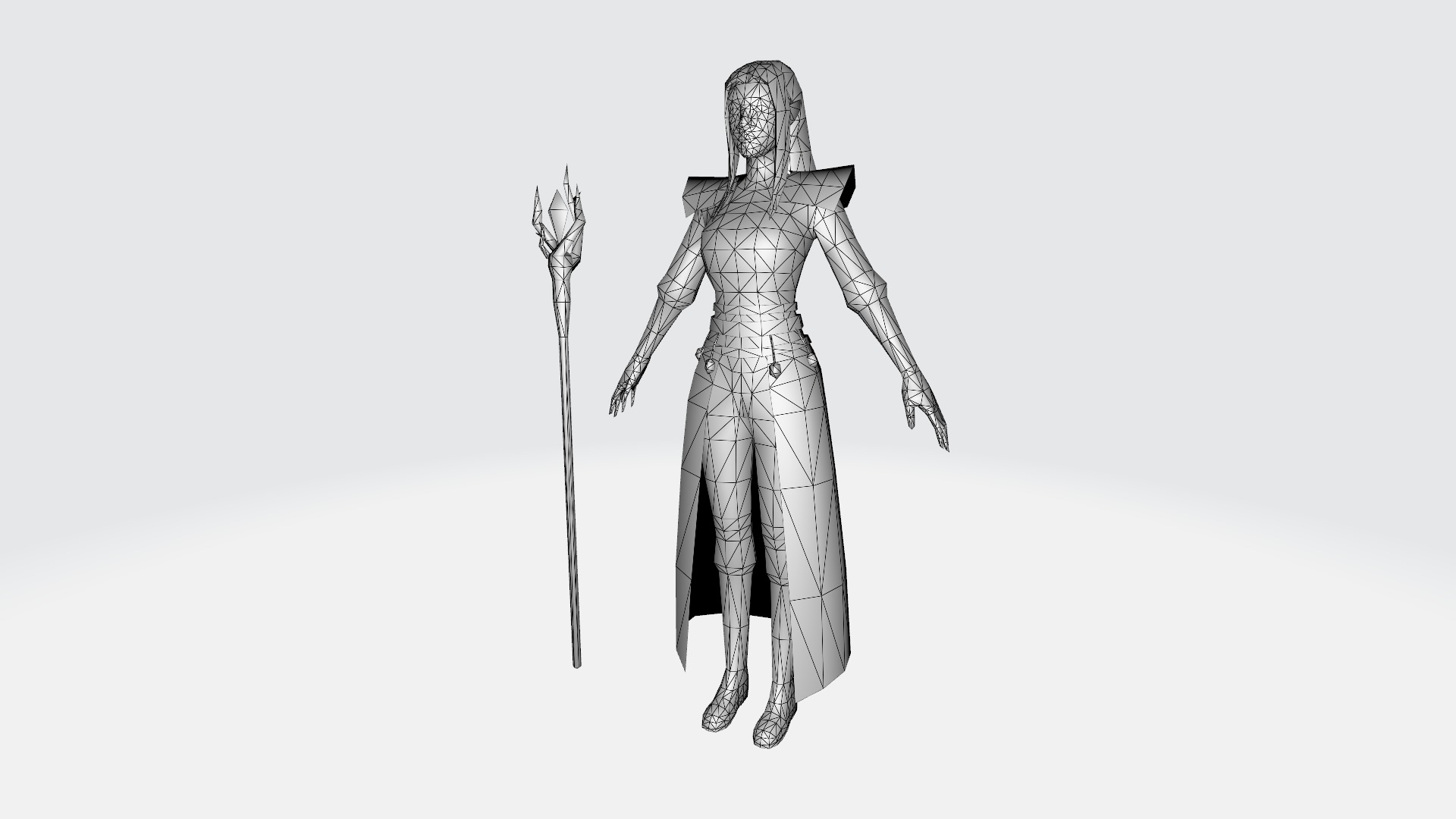 Low-Poly Ice Witch Character - Game-Ready  Low-poly 3D model_4