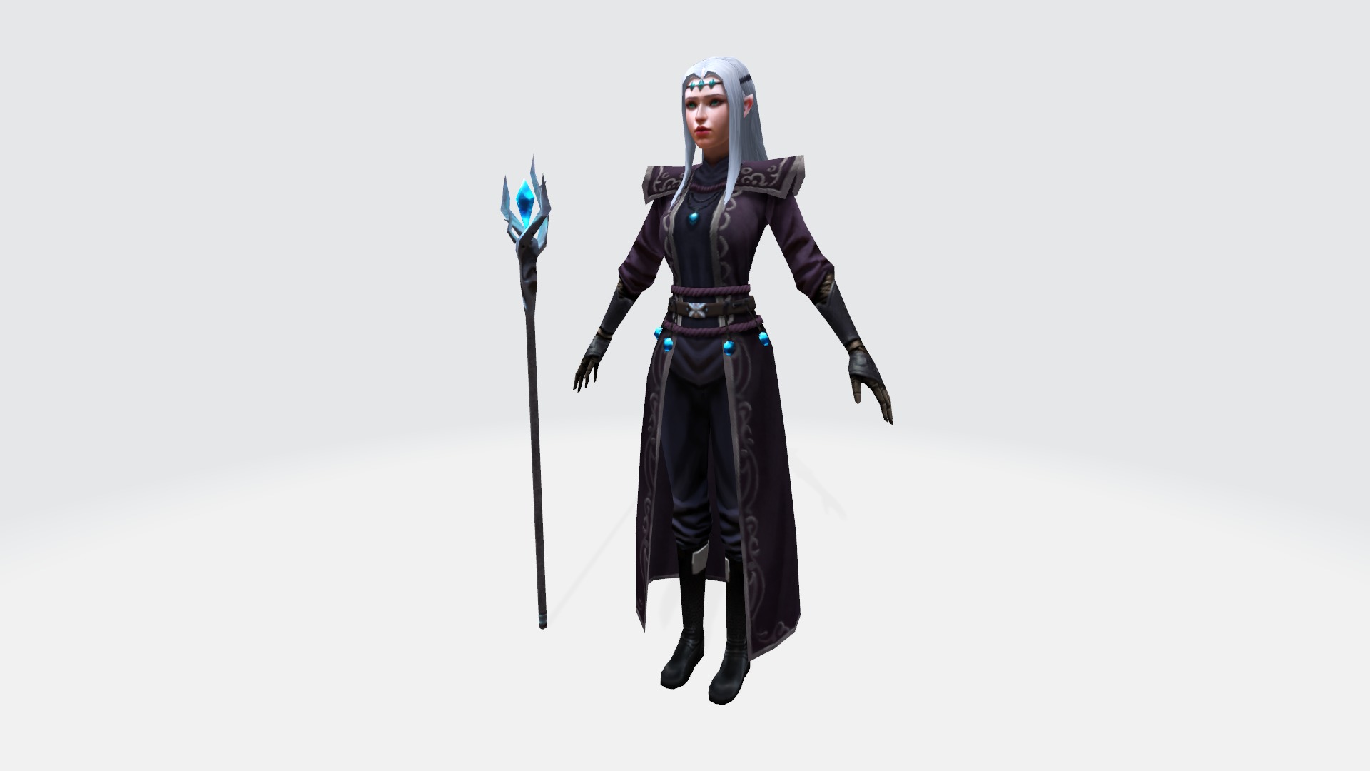 Low-Poly Ice Witch Character - Game-Ready  Low-poly 3D model_2