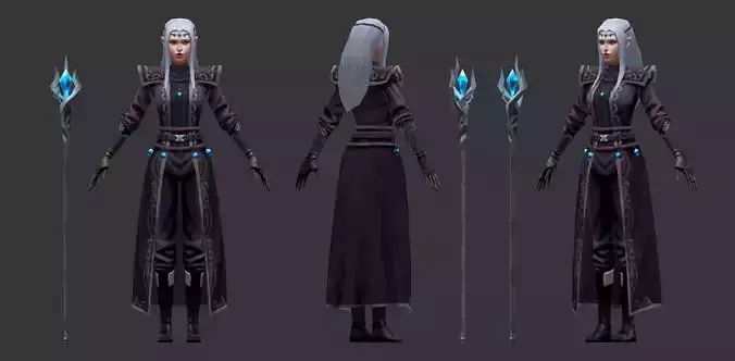 Low-Poly Ice Witch Character - Game-Ready  Low-poly 3D model